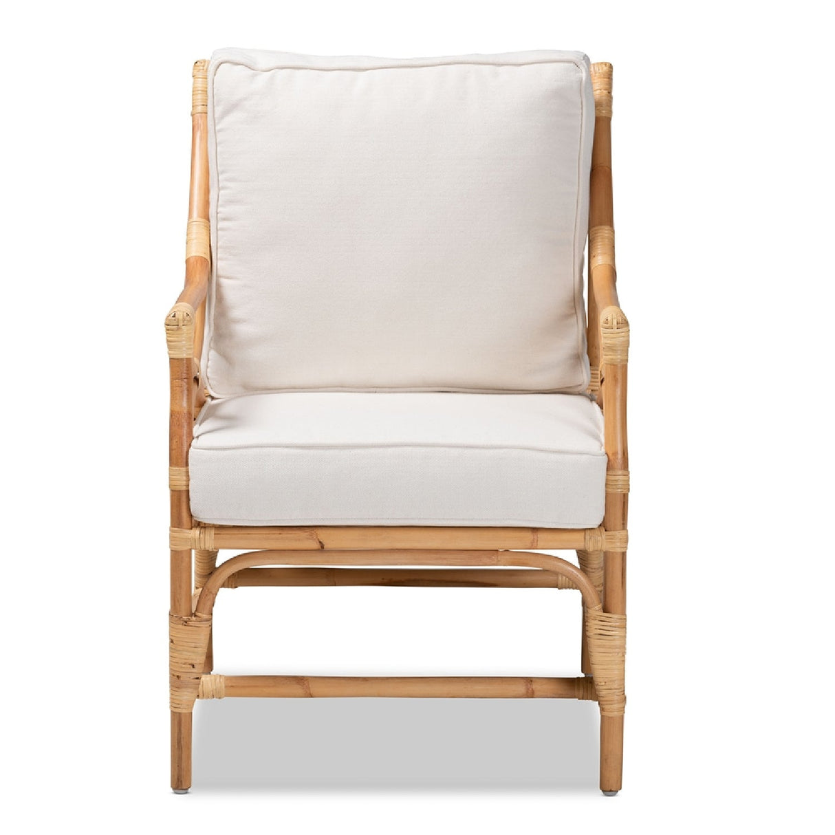 White Padded Rattan Accent Chair | Bali Loom Brandon | Oroa.com