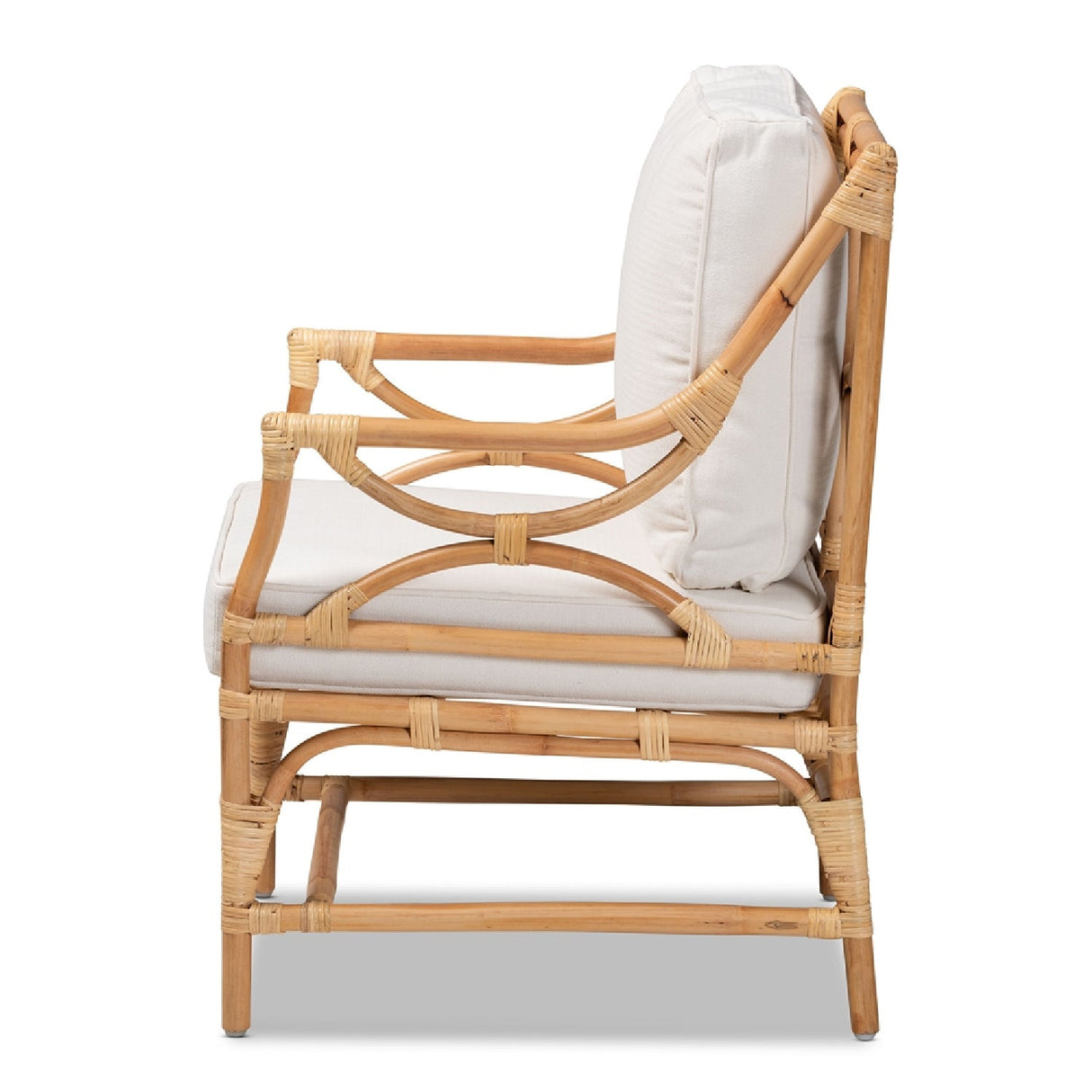 White Padded Rattan Accent Chair | Bali Loom Brandon | Oroa.com