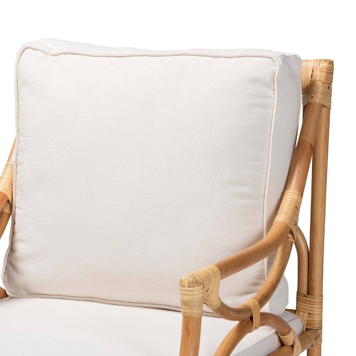 White Padded Rattan Accent Chair | Bali Loom Brandon | Oroa.com
