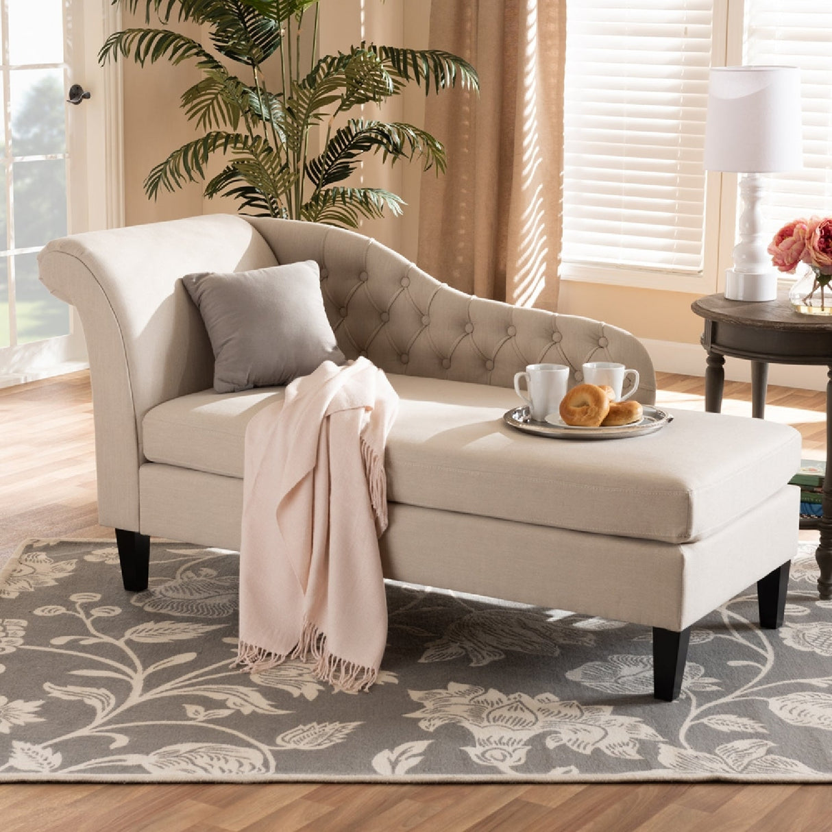 Modern European furniture - Tufted Fabric Chaise Lounge - www.oroa.com