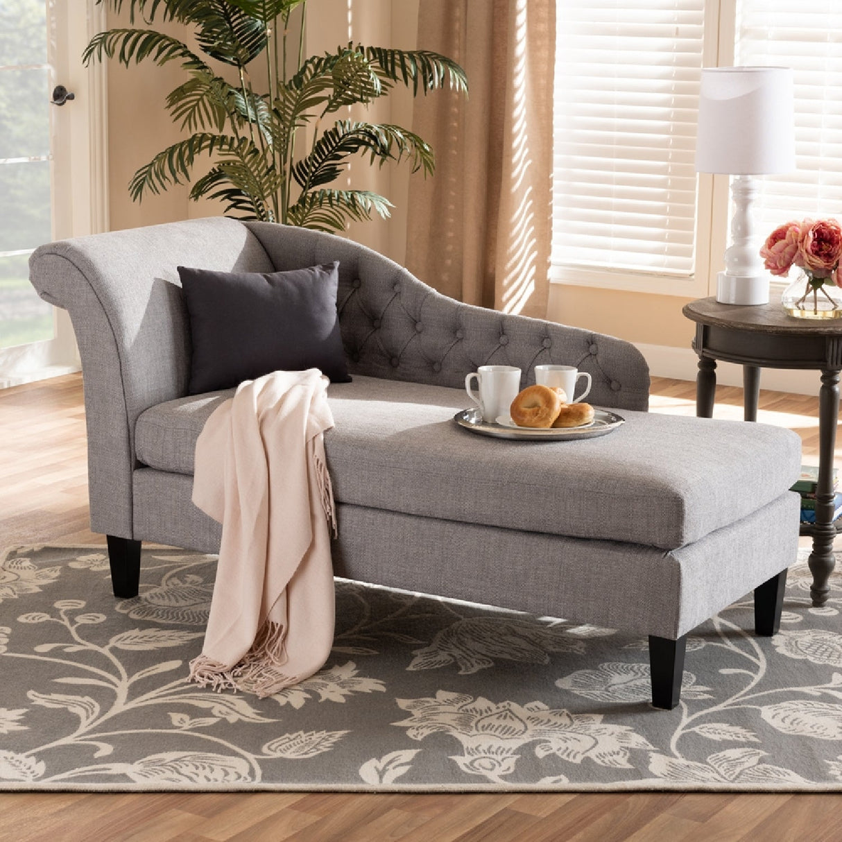 Modern European furniture - Tufted Fabric Chaise Lounge - www.oroa.com