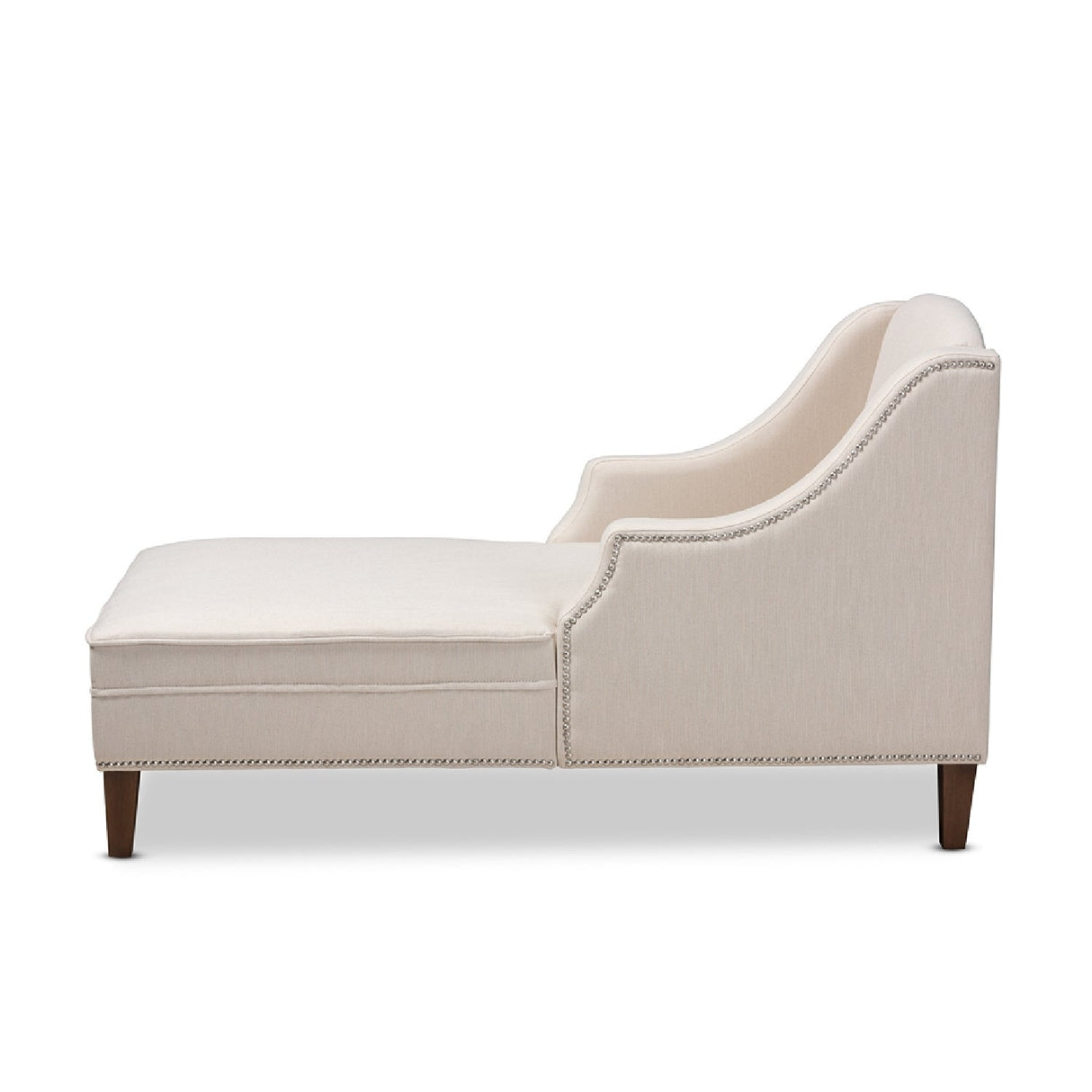 Modern European furniture - Beige Nailhead Trimmed Chaise Lounge - www.oroa.com