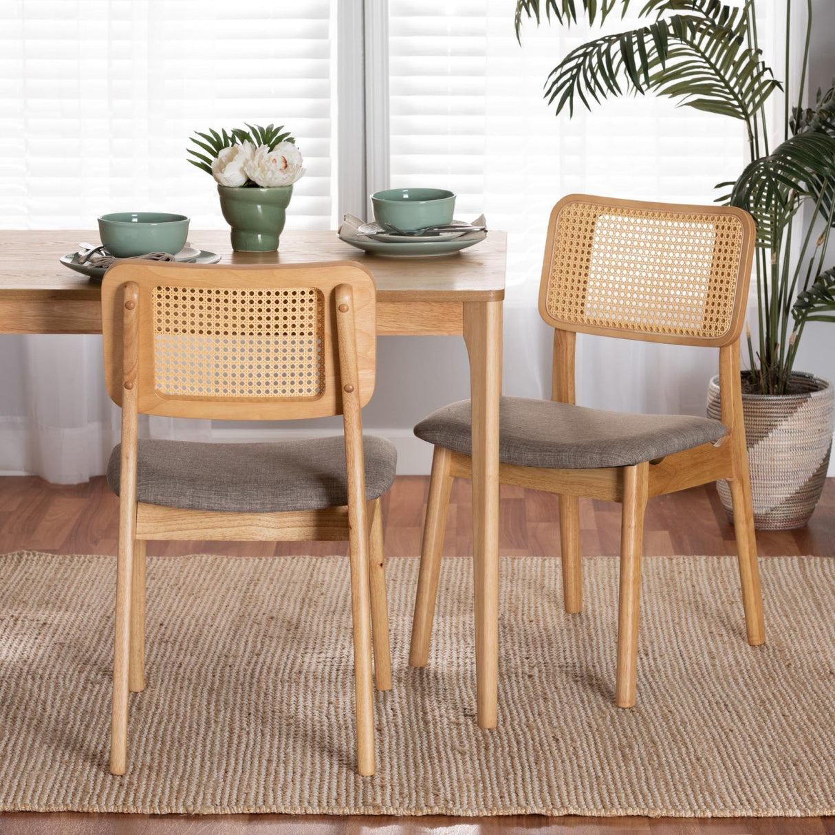 Woven Rattan Back Dining Chairs 2 | Bali Loom Dannon | Oroa.com