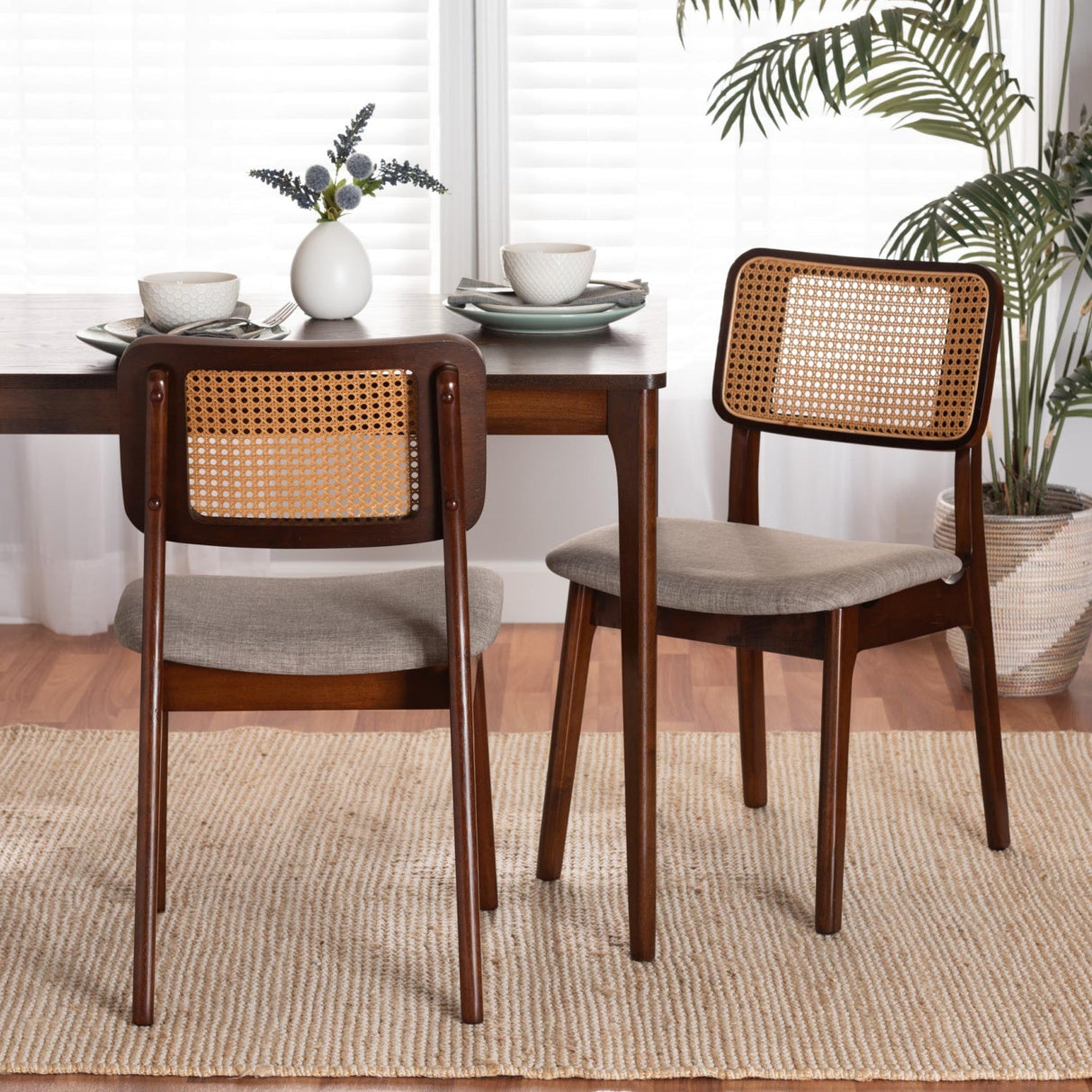 Woven Rattan Back Dining Chairs 2 | Bali Loom Dannon | Oroa.com