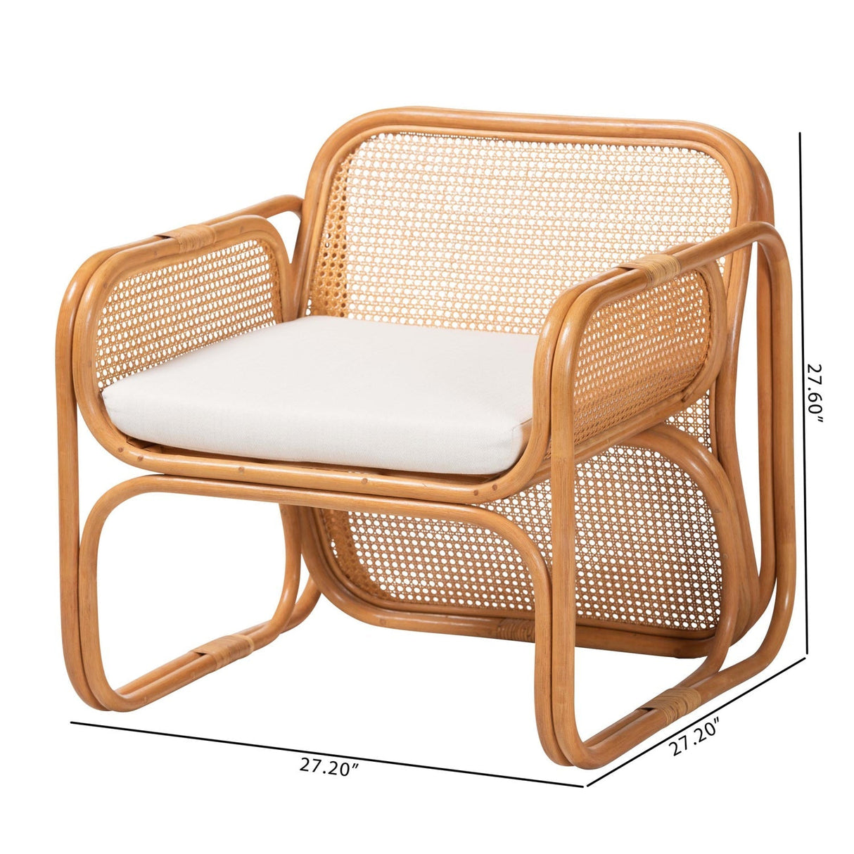 Modern European furniture - Rattan Cane Cushioned Lounge Chair - www.oroa.com