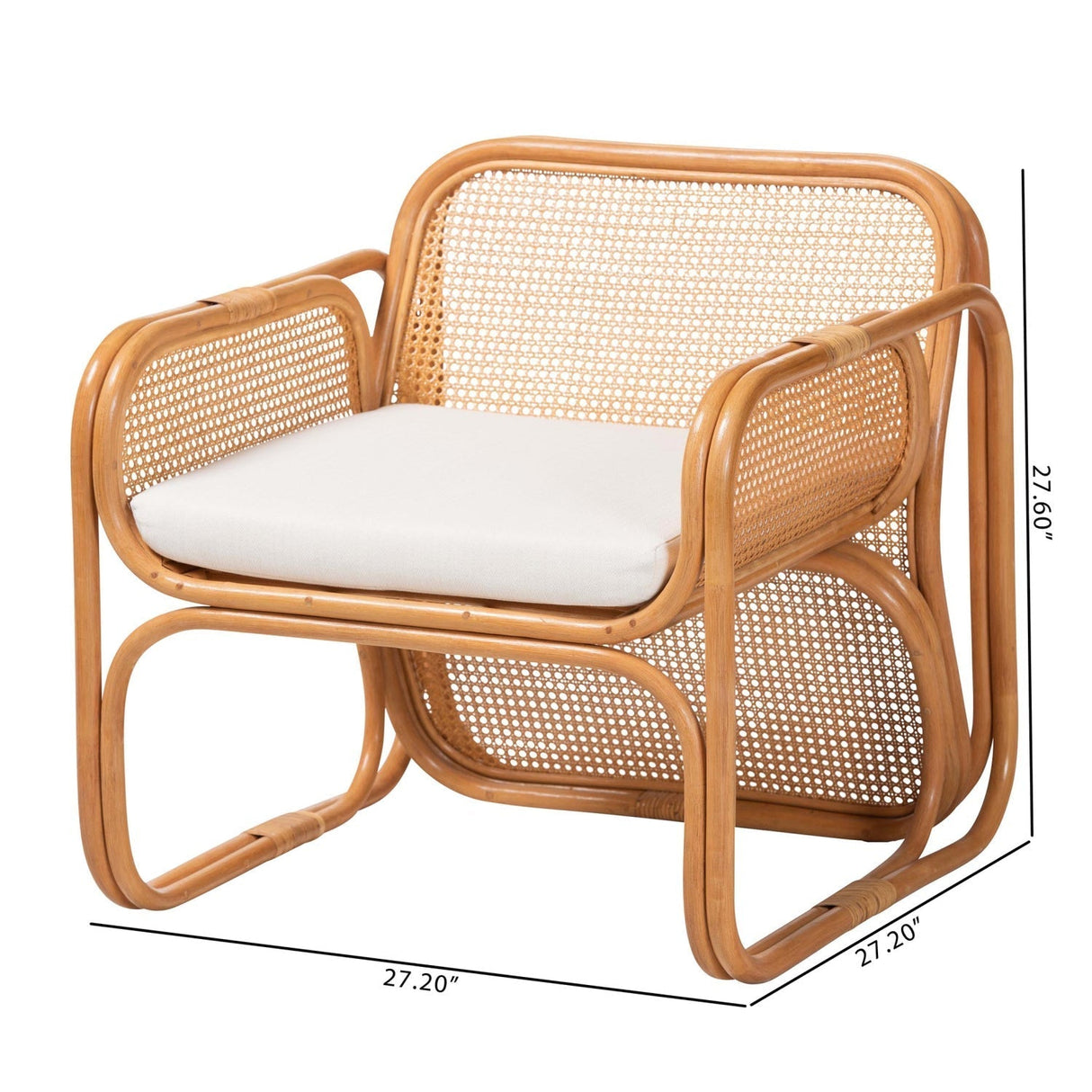 Modern European furniture - Rattan Cane Cushioned Lounge Chair - www.oroa.com