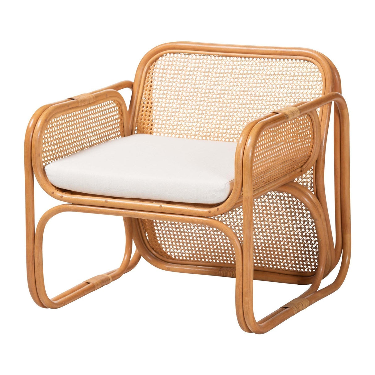 Modern European furniture - Rattan Cane Cushioned Lounge Chair - www.oroa.com
