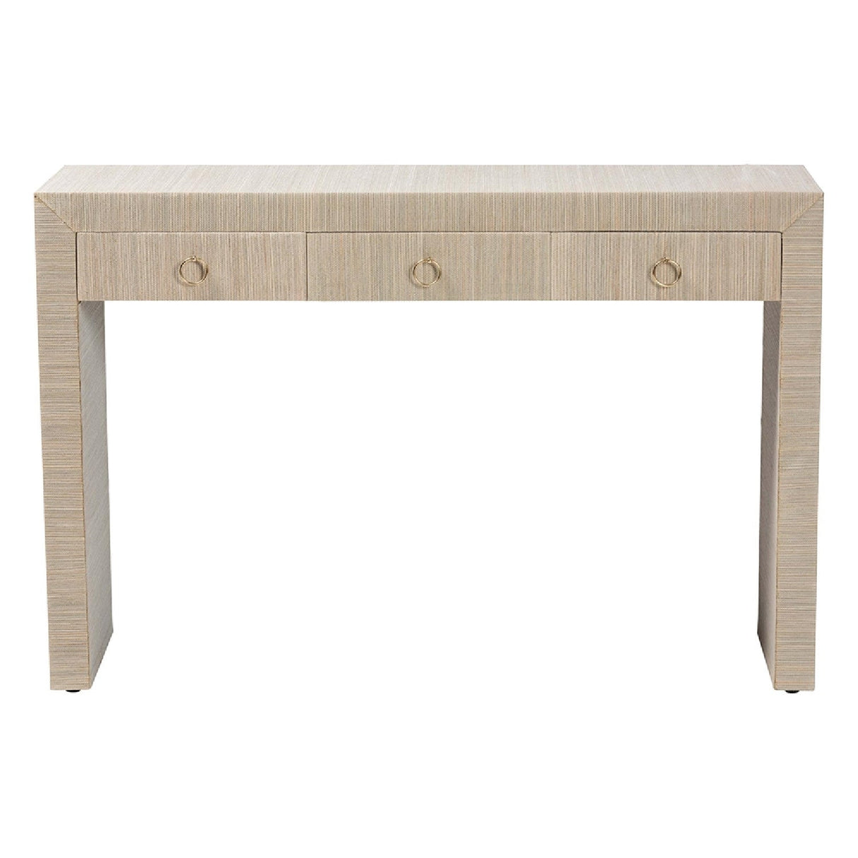 Modern European furniture - Natural Grasscloth 3 Drawer Console Table - www.oroa.com