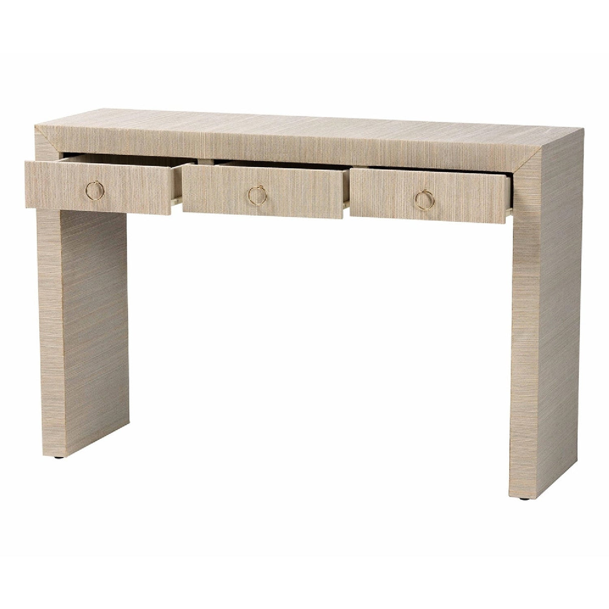 Modern European furniture - Natural Grasscloth 3 Drawer Console Table - www.oroa.com