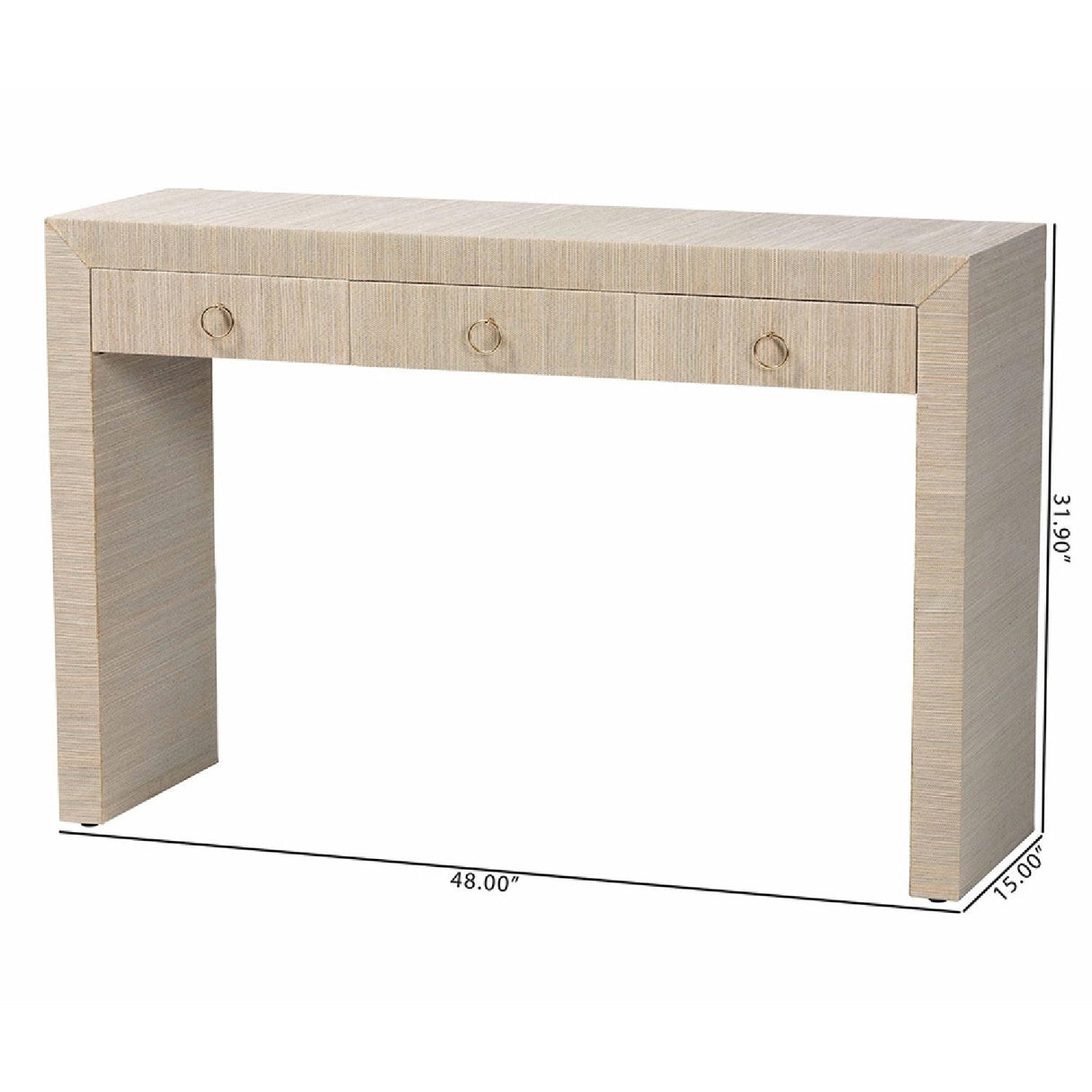 Modern European furniture - Natural Grasscloth 3 Drawer Console Table - www.oroa.com