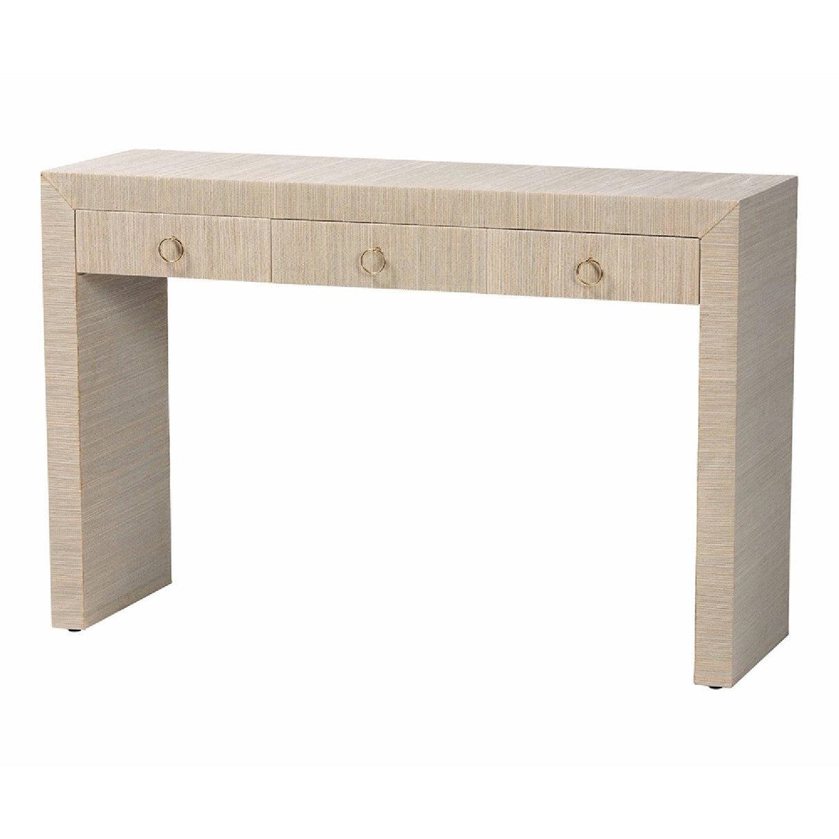 Modern European furniture - Natural Grasscloth 3 Drawer Console Table - www.oroa.com