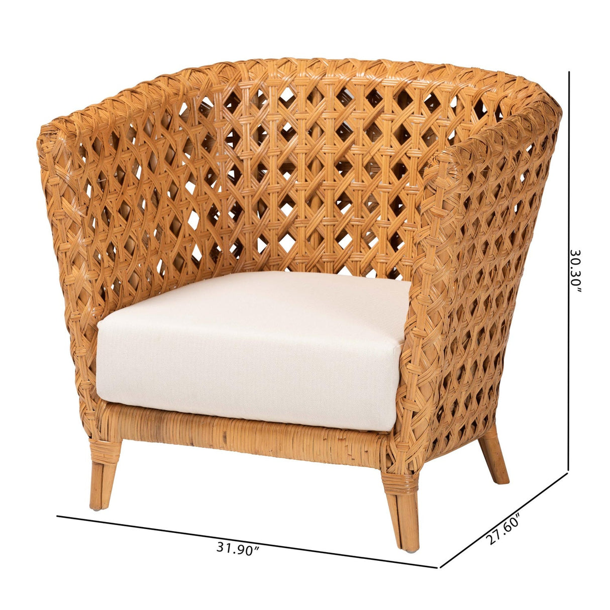 Modern European furniture - Diamond Weave Rattan Accent Chair - www.oroa.com