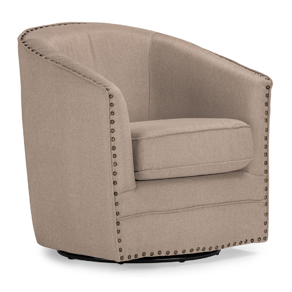 Modern European furniture - Beige Studded Swivel Tub Chair - www.oroa.com