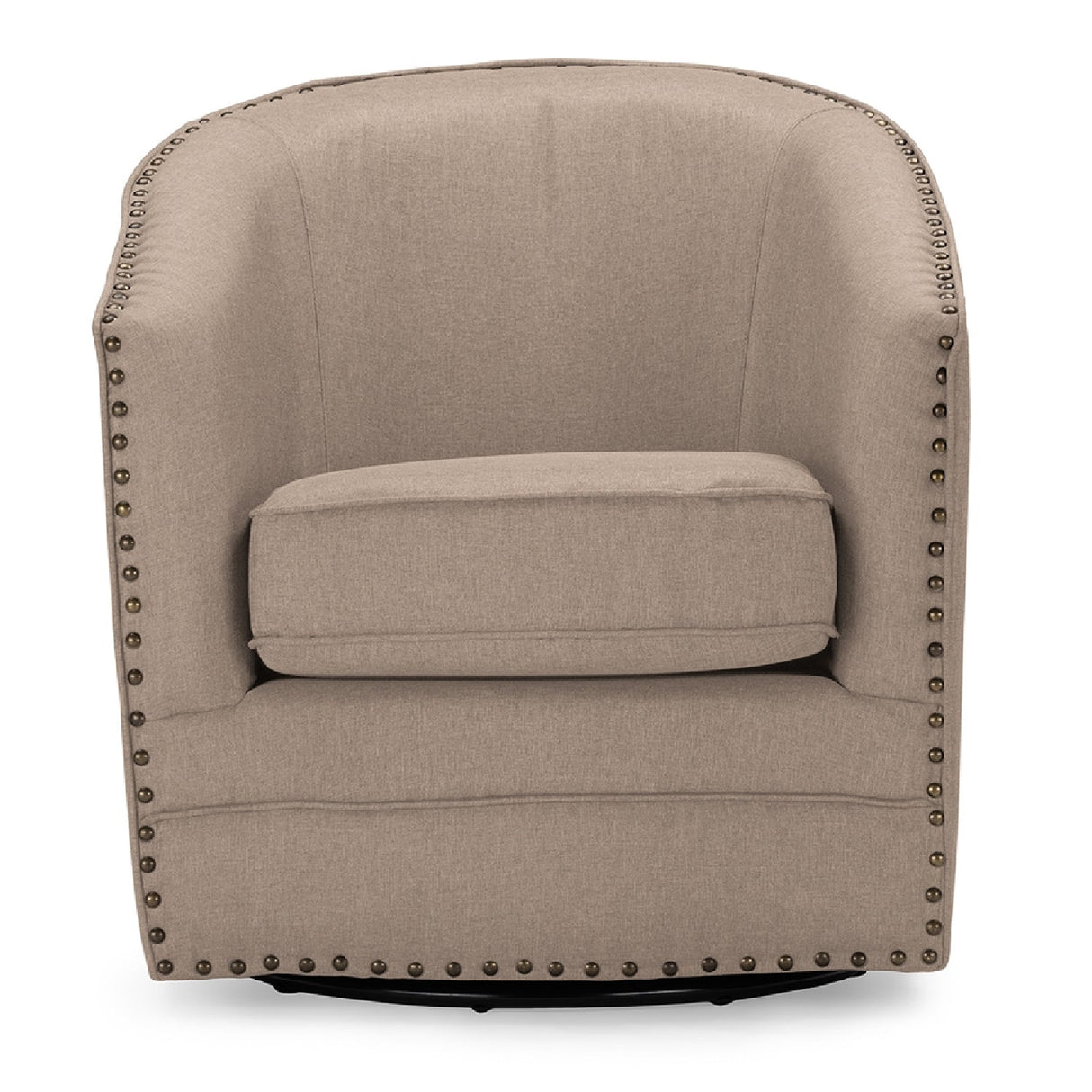 Modern European furniture - Beige Studded Swivel Tub Chair - www.oroa.com