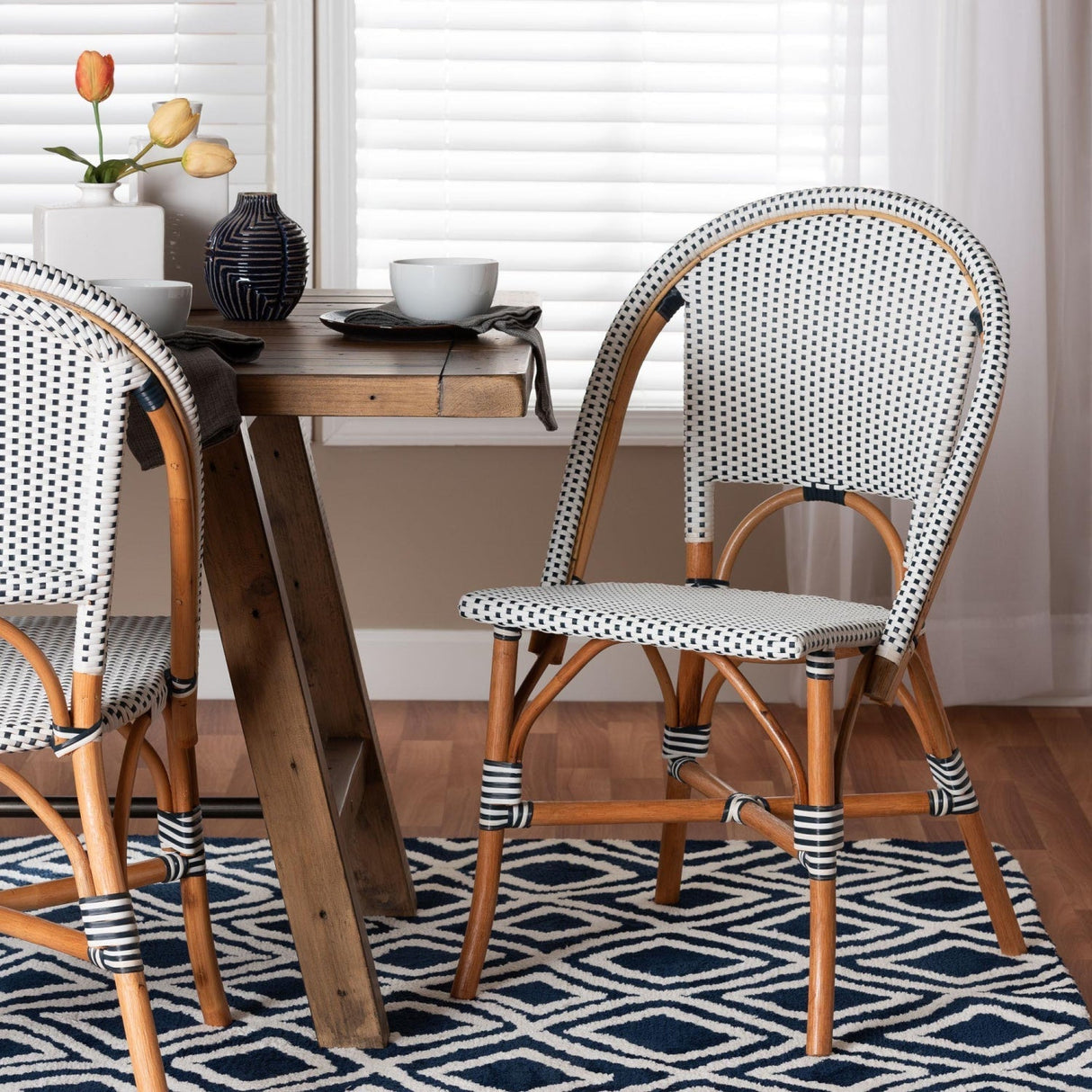 Contract furniture - Two Toned Weaving Indoor Outdoor Bistro Chair - www.oroatrade.com