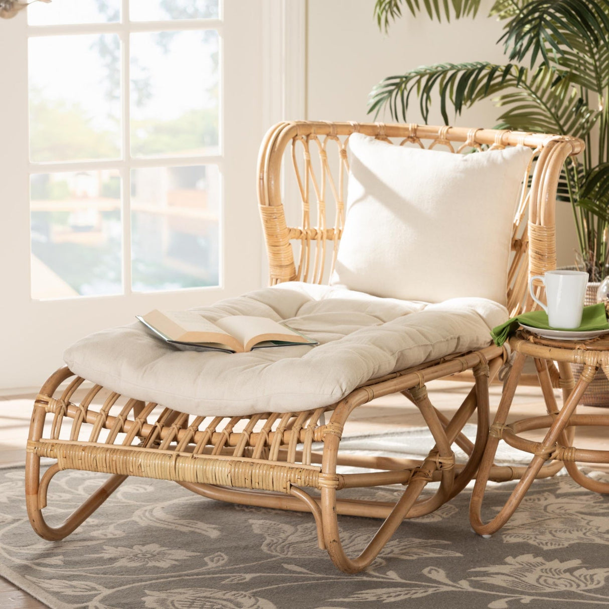 Modern European furniture - Brown Rattan Chaise Lounge - www.oroa.com