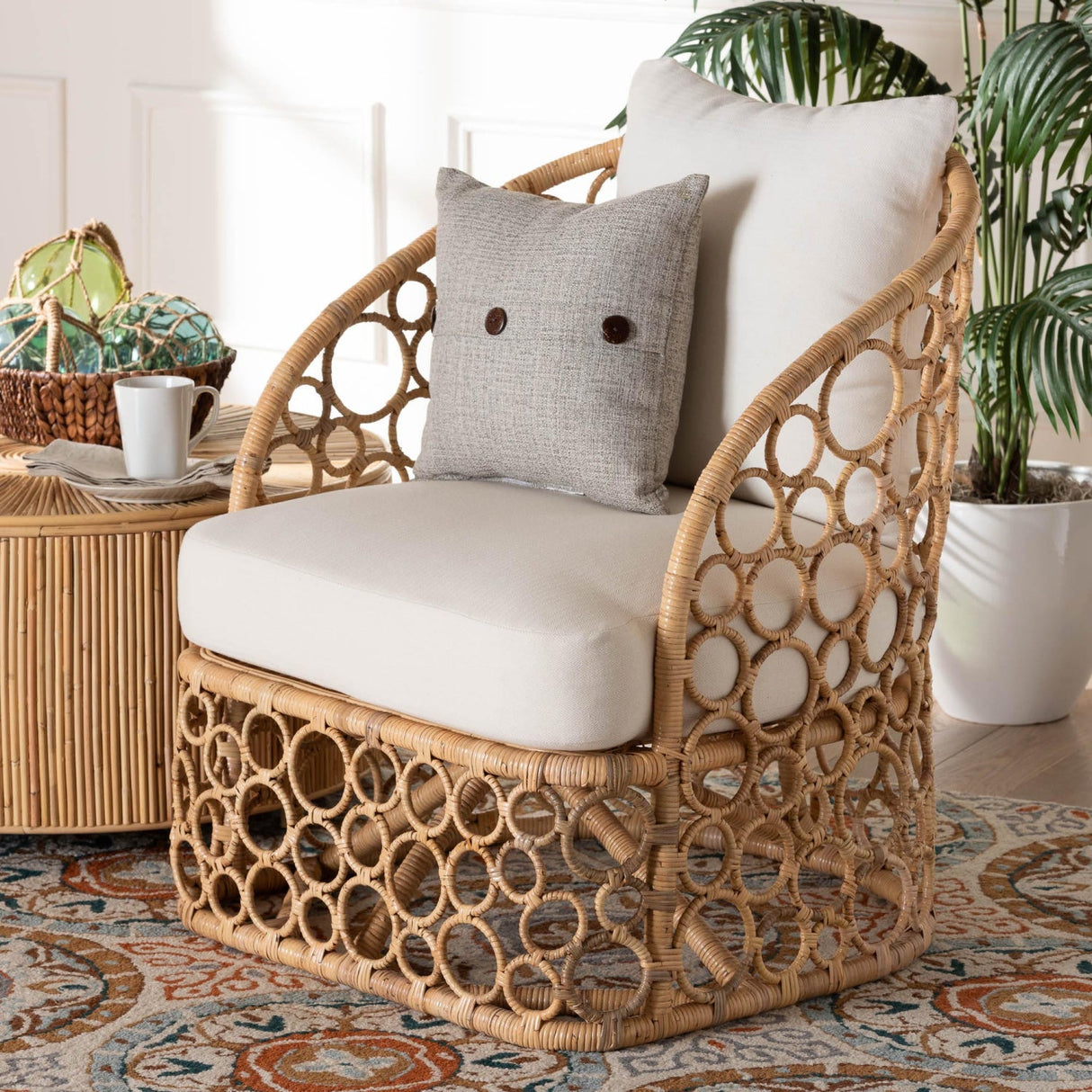 Modern European furniture - Sloped Arm Rattan Accent Chair - www.oroa.com