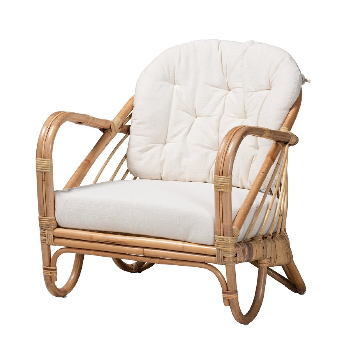 Modern European furniture - Natural Rattan Padded Lounge Chair - www.oroa.com