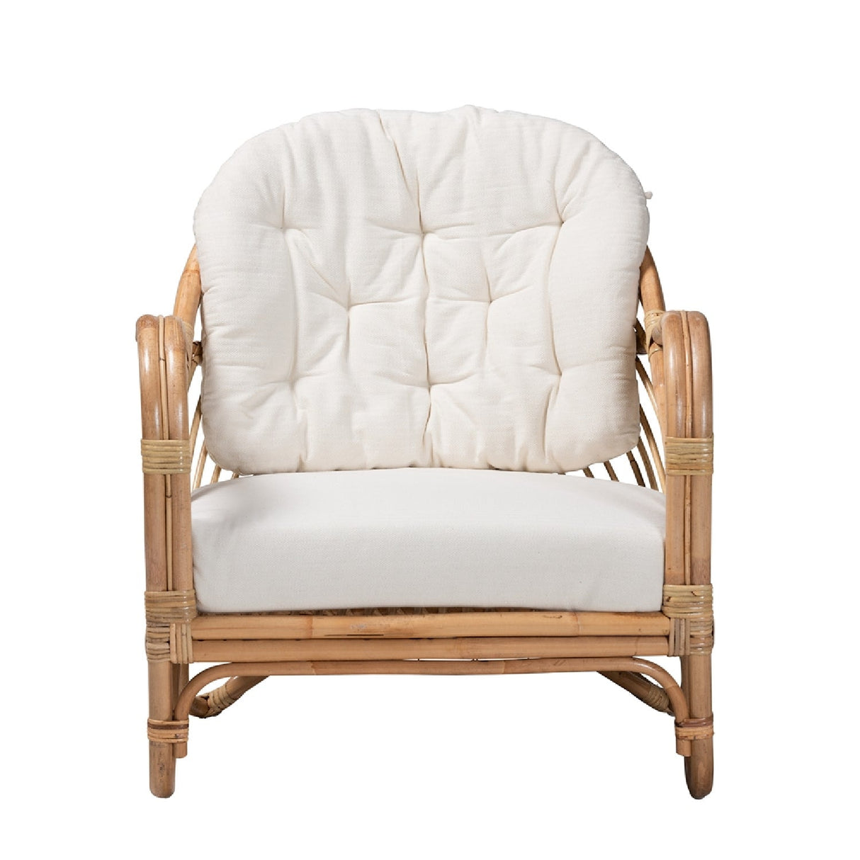 Modern European furniture - Natural Rattan Padded Lounge Chair - www.oroa.com