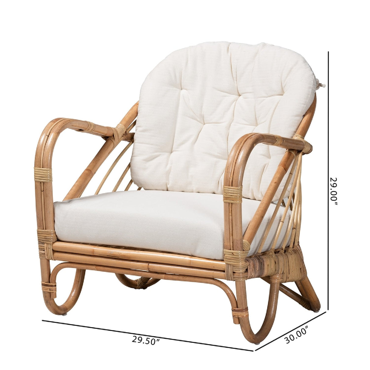 Modern European furniture - Natural Rattan Padded Lounge Chair - www.oroa.com