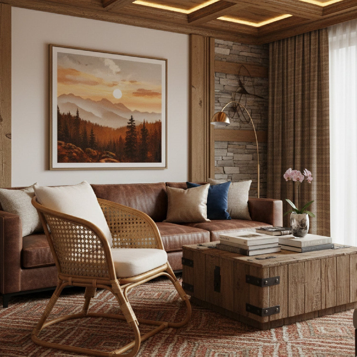 Modern European furniture - Cane Webbing Padded Accent Chair - www.oroa.com