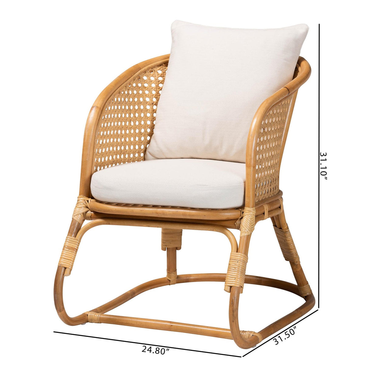 Modern European furniture - Cane Webbing Padded Accent Chair - www.oroa.com