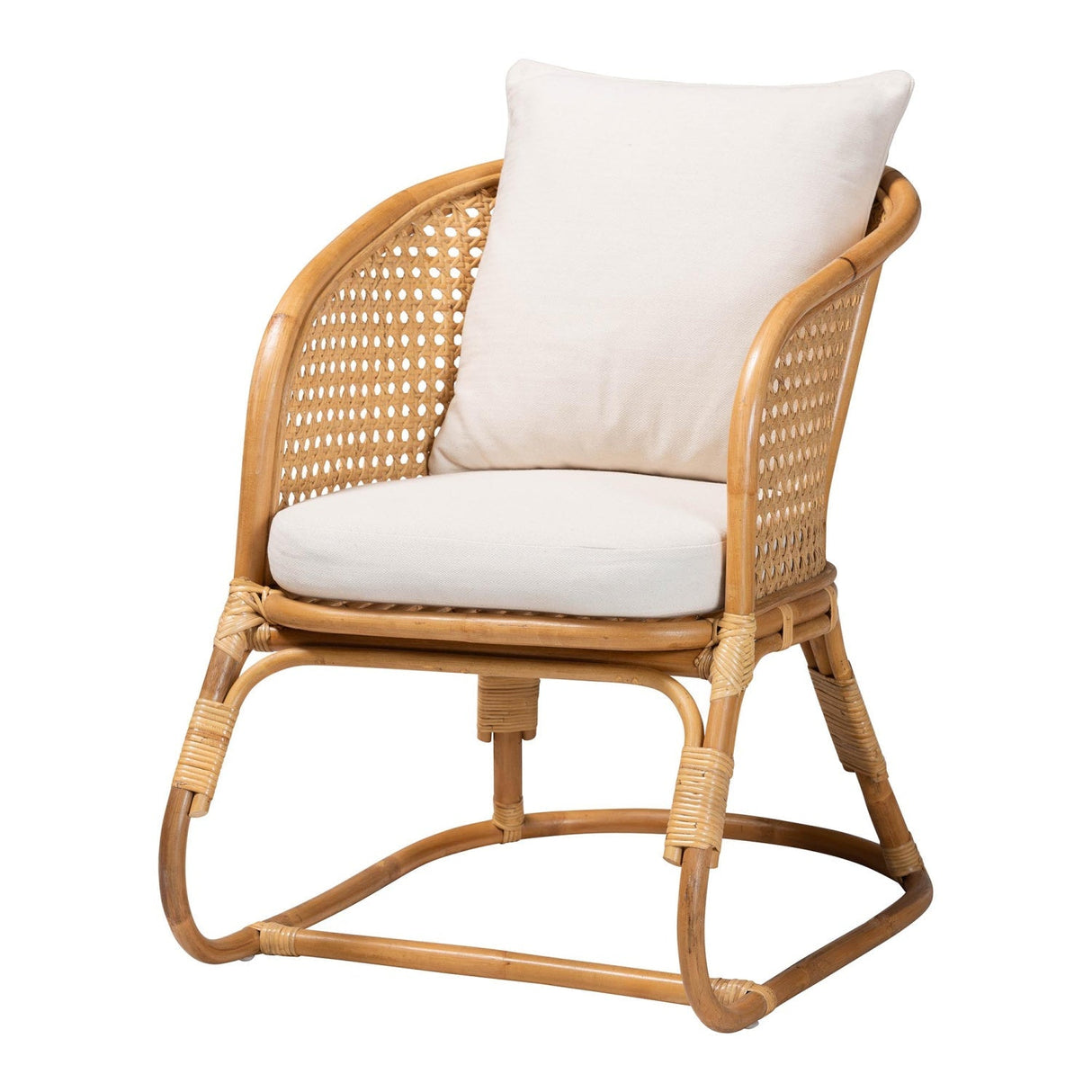 Modern European furniture - Cane Webbing Padded Accent Chair - www.oroa.com