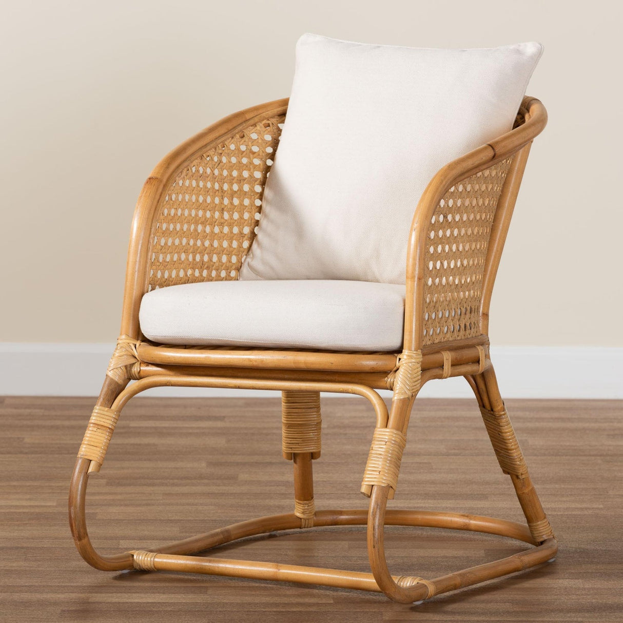 Modern European furniture - Cane Webbing Padded Accent Chair - www.oroa.com