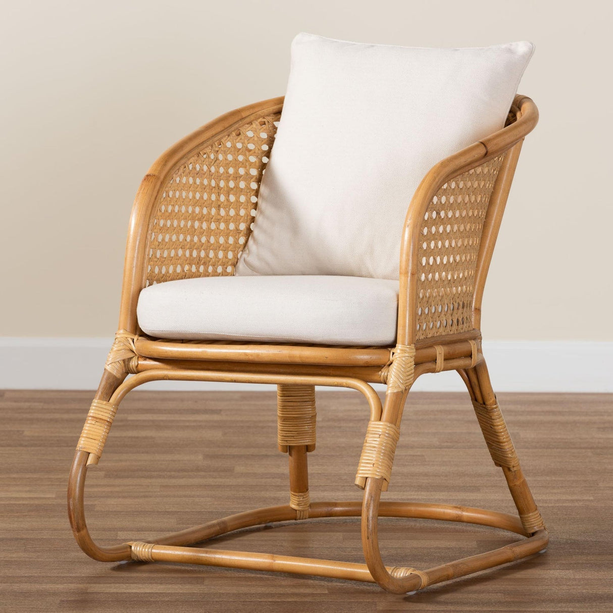 Modern European furniture - Cane Webbing Padded Accent Chair - www.oroa.com