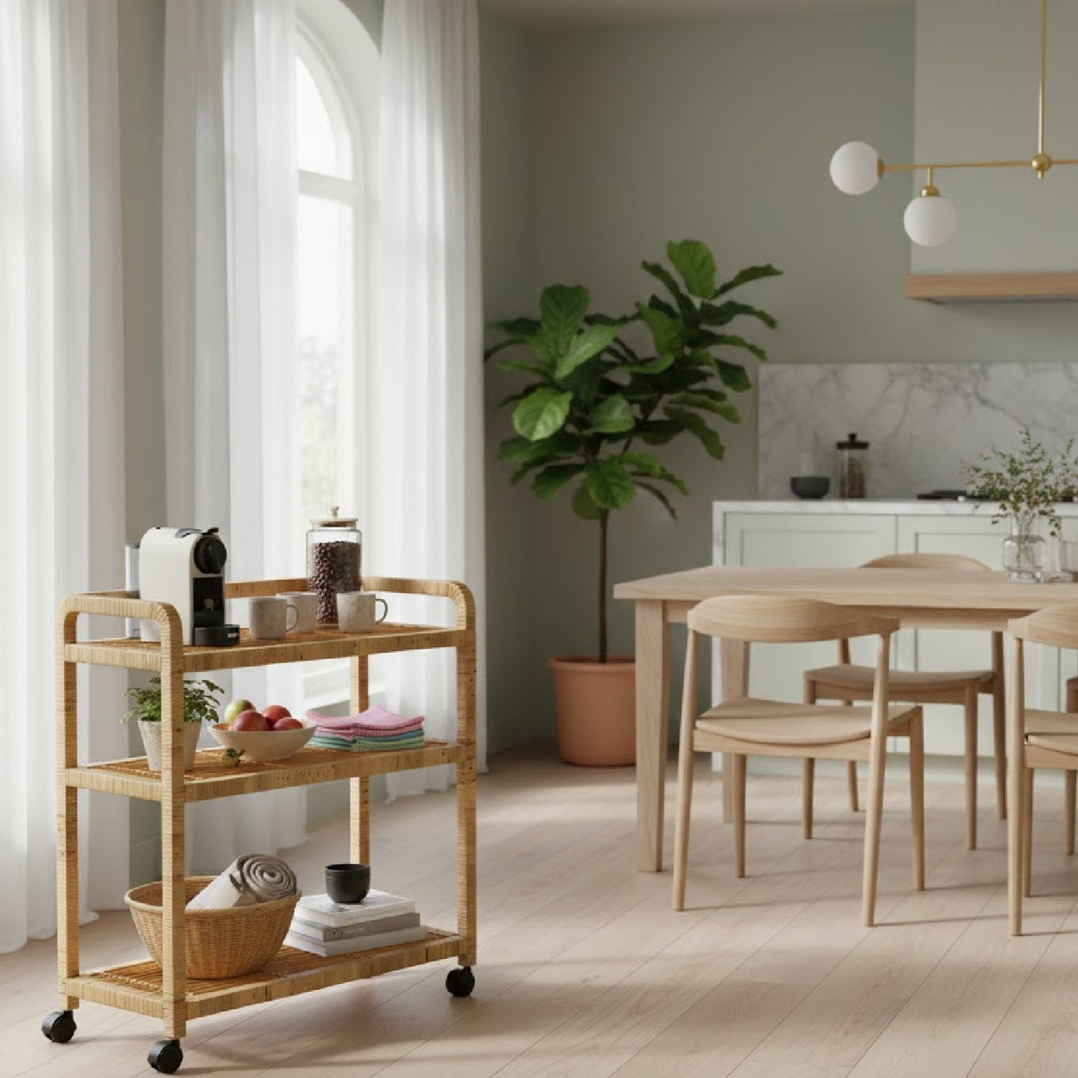 Modern European furniture - Rattan Wrapped Kitchen Cart - www.oroa.com