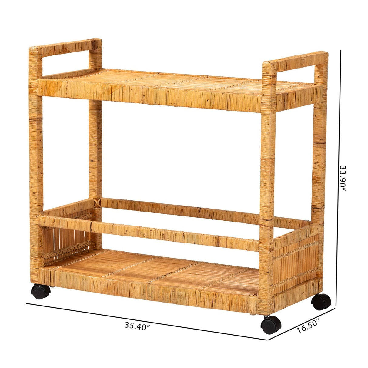 Modern European furniture - Rattan 2-Tier Kitchen Cart - www.oroa.com