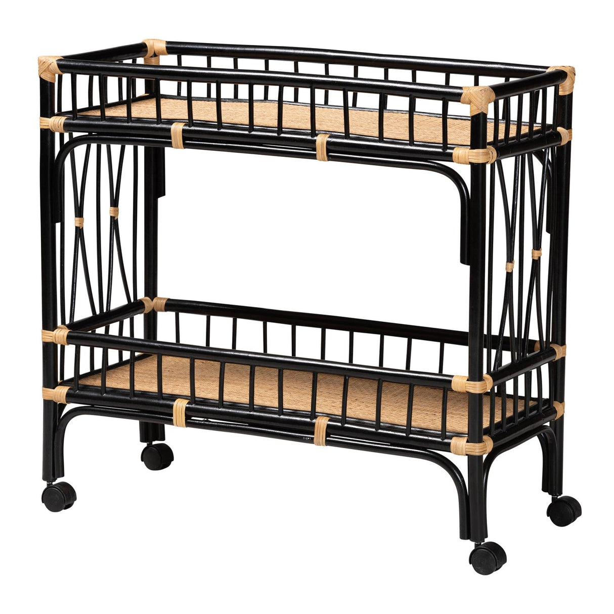 Modern European furniture - Black 2-Tier Kitchen Cart - www.oroa.com