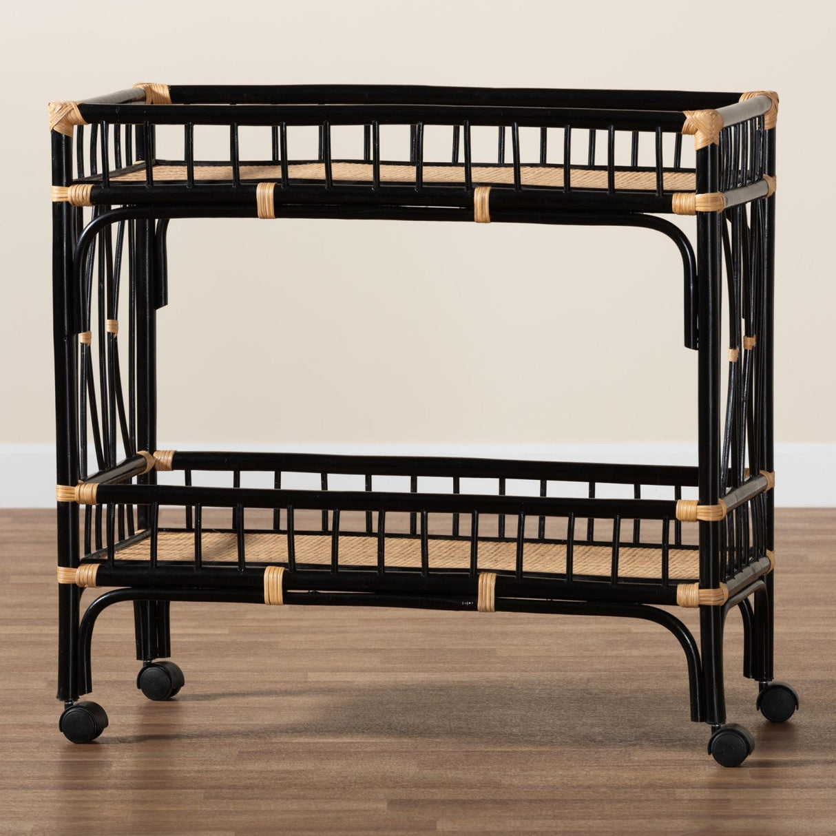 Modern European furniture - Black 2-Tier Kitchen Cart - www.oroa.com