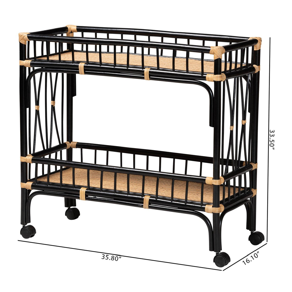 Modern European furniture - Black 2-Tier Kitchen Cart - www.oroa.com