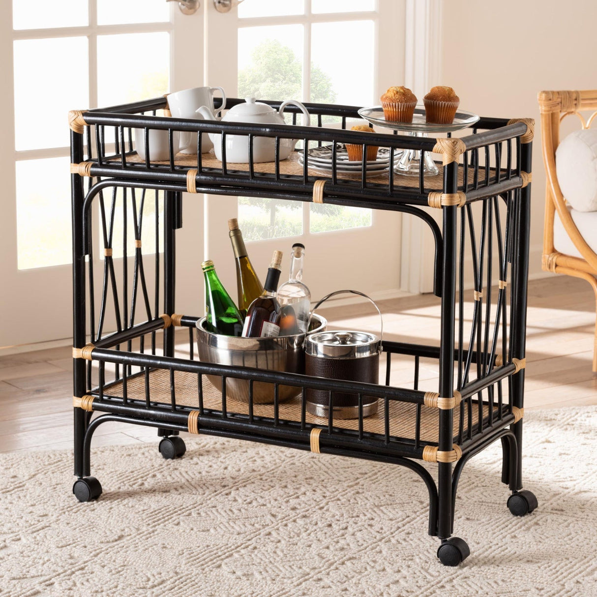 Modern European furniture - Black 2-Tier Kitchen Cart - www.oroa.com