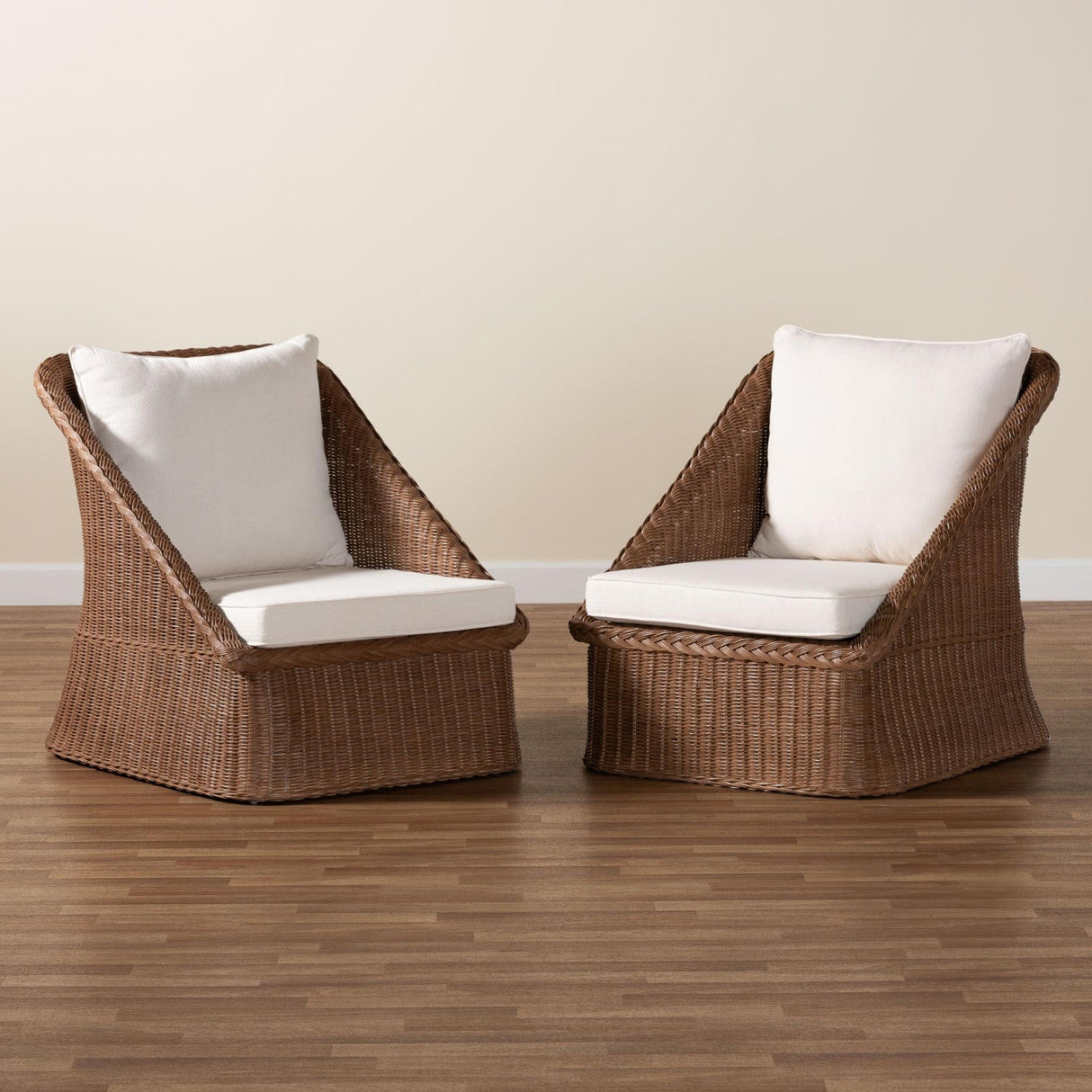 Braided Rattan Padded Lounge Chairs 2 | Bali Loom Derris | Oroa.com
