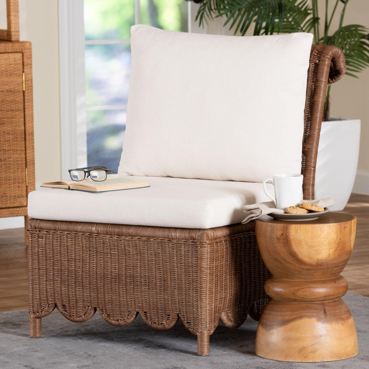 Modern European furniture - Wicker Scalloped Skirt Accent Chair - www.oroa.com