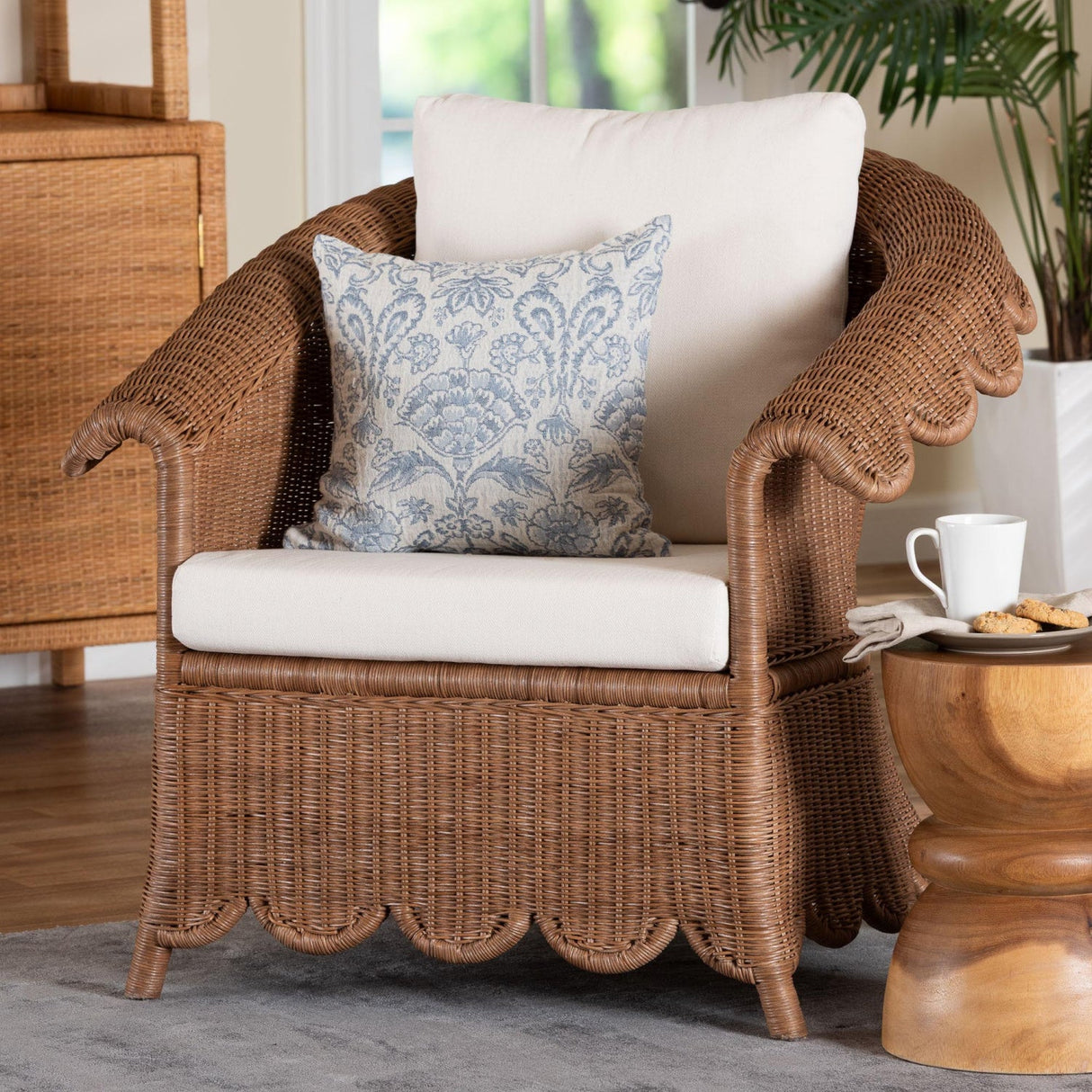 Modern European furniture - Scalloped Skirt Rattan Lounge Chair - www.oroa.com