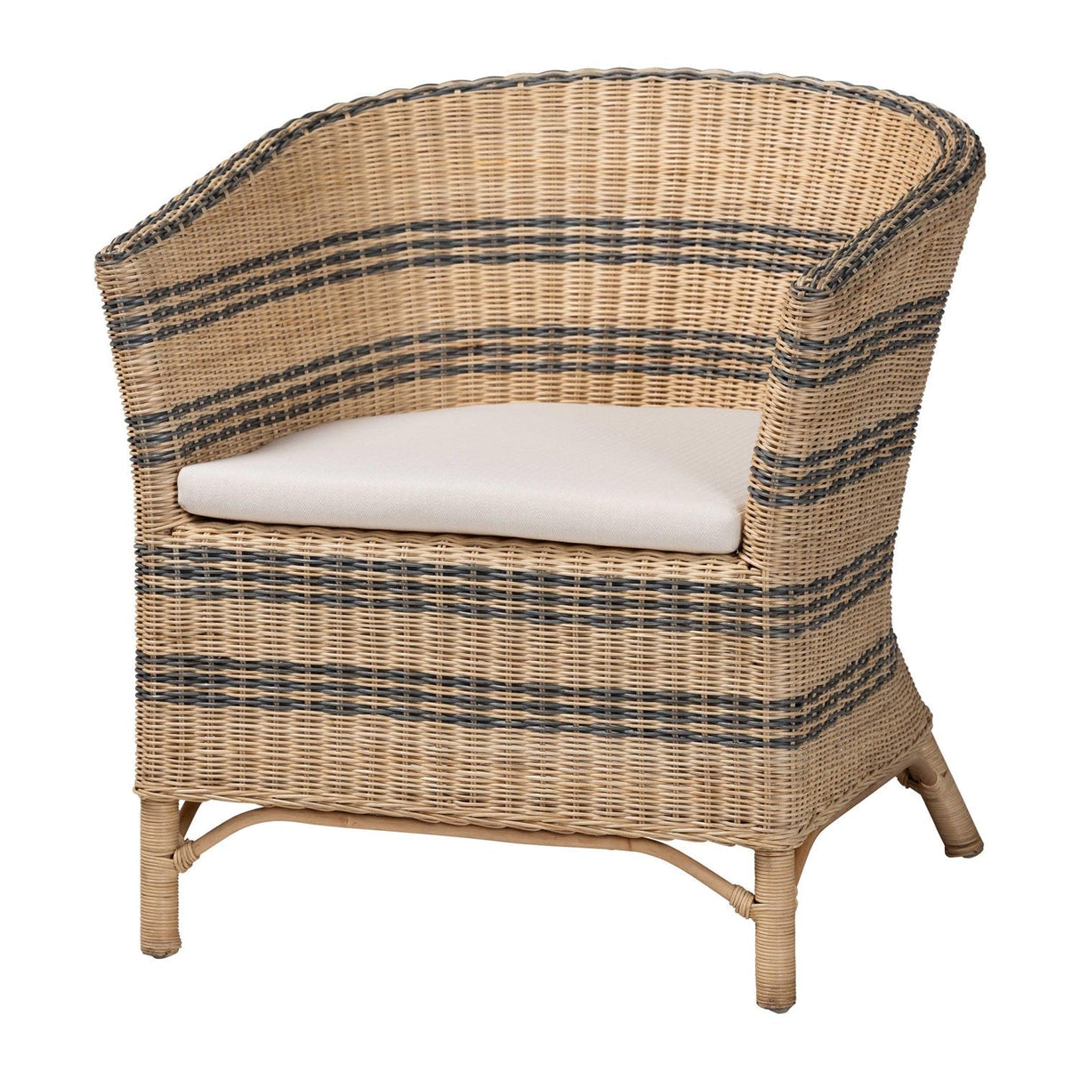 Modern European furniture - Striped Rattan Curved Accent Chair - www.oroa.com