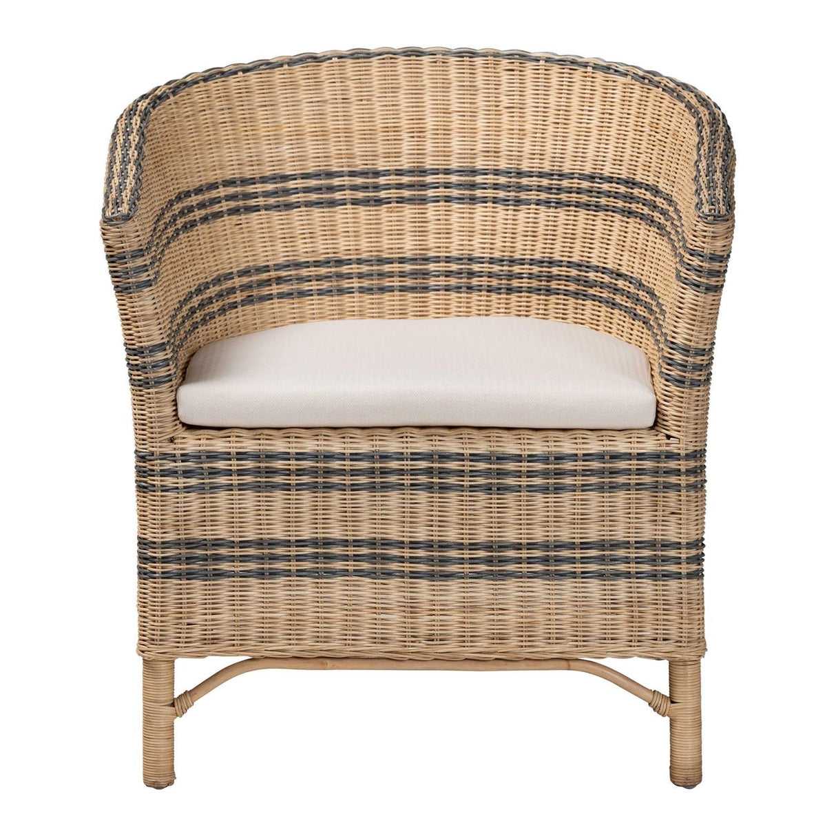 Modern European furniture - Striped Rattan Curved Accent Chair - www.oroa.com