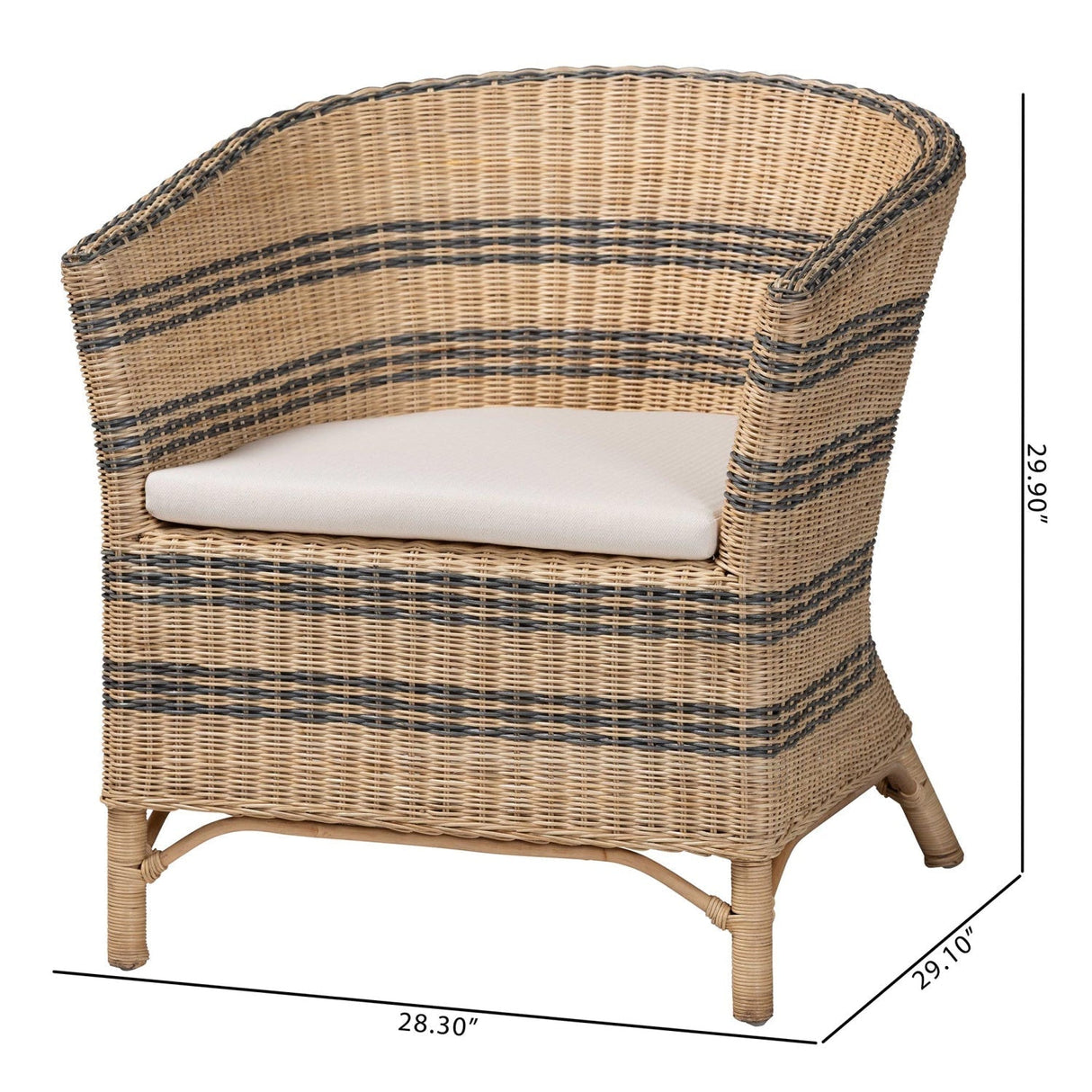 Modern European furniture - Striped Rattan Curved Accent Chair - www.oroa.com