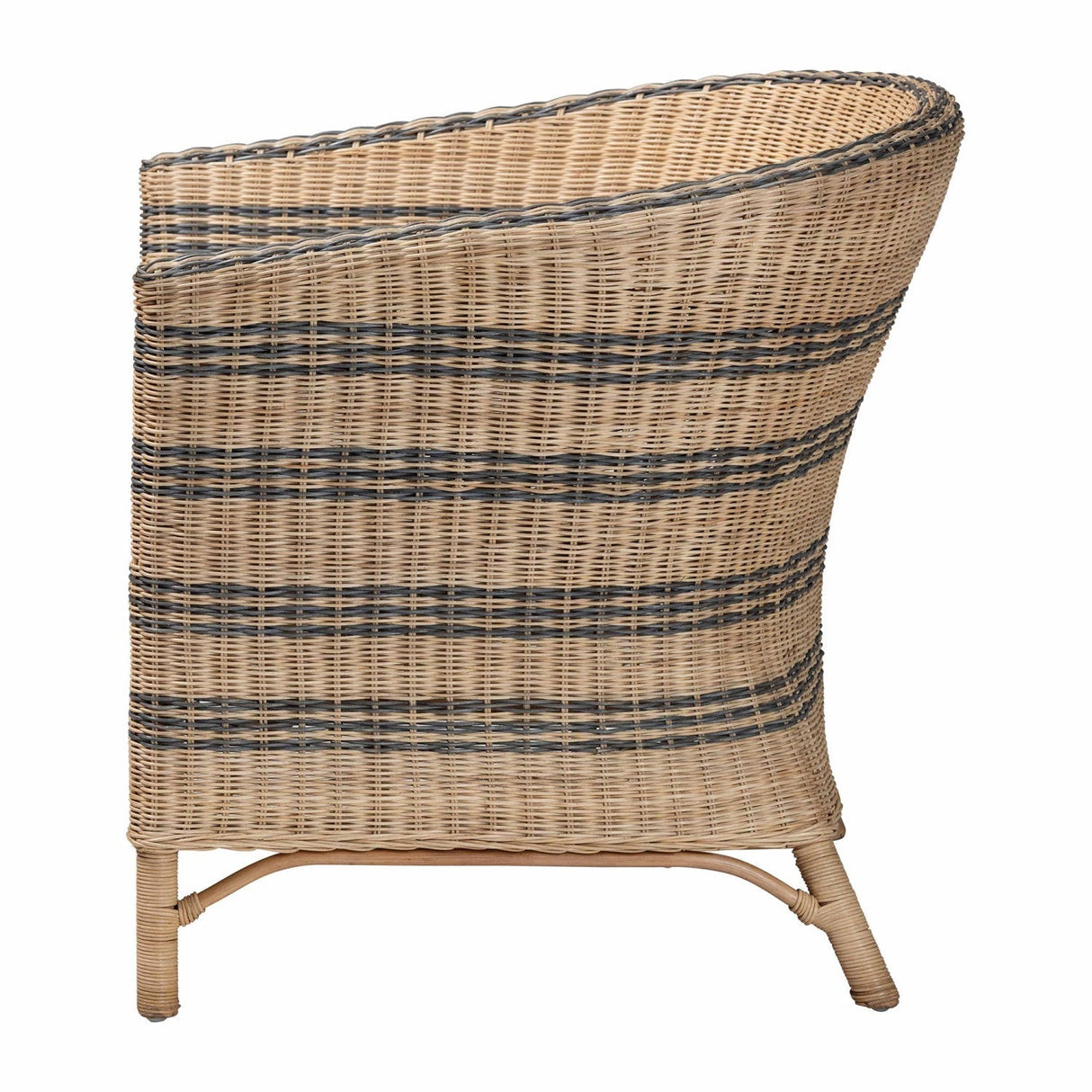 Modern European furniture - Striped Rattan Curved Accent Chair - www.oroa.com