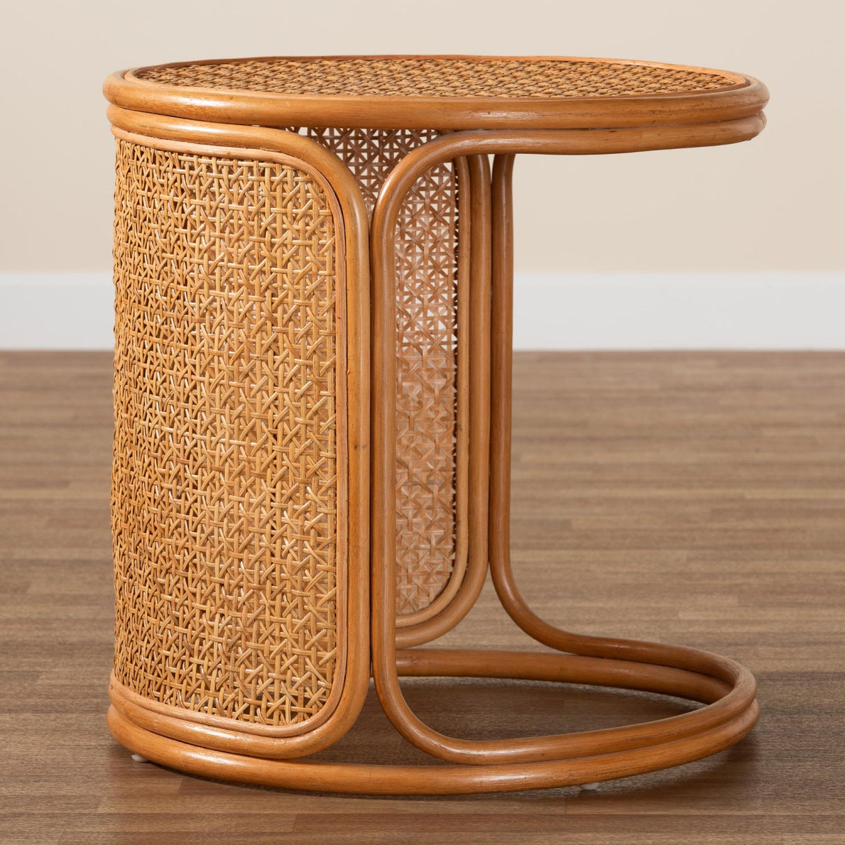 Woven Rattan Round End Table | Bali Loom Eldon | Oroa.com