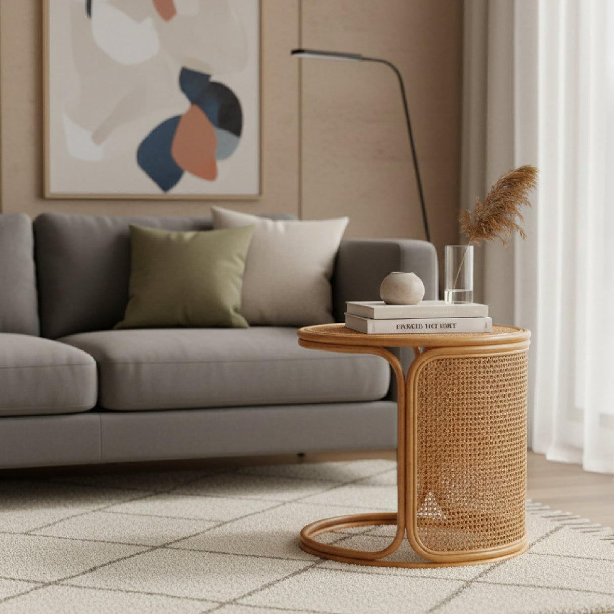 Woven Rattan Round End Table | Bali Loom Eldon | Oroa.com