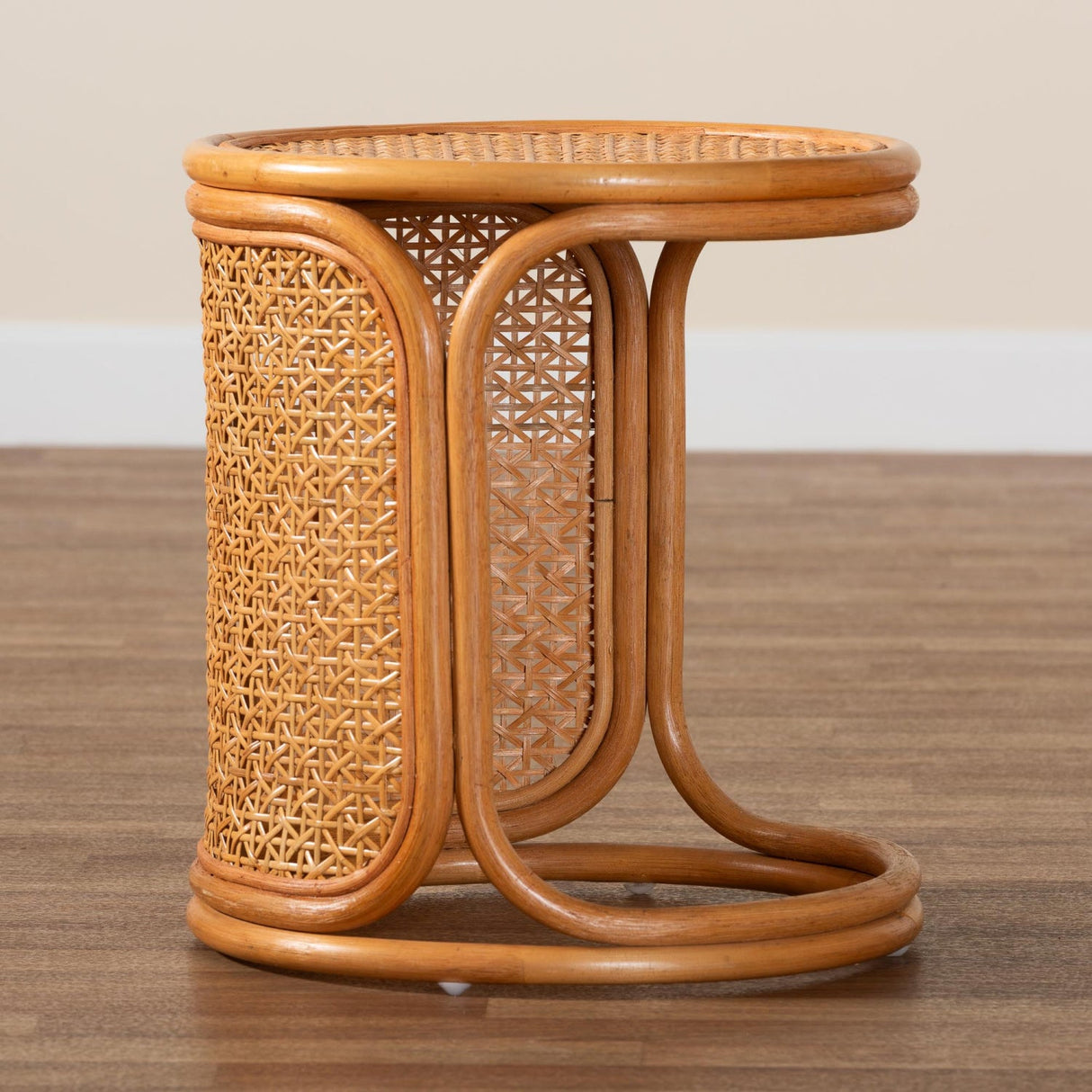 Woven Rattan Round End Table | Bali Loom Eldon | Oroa.com