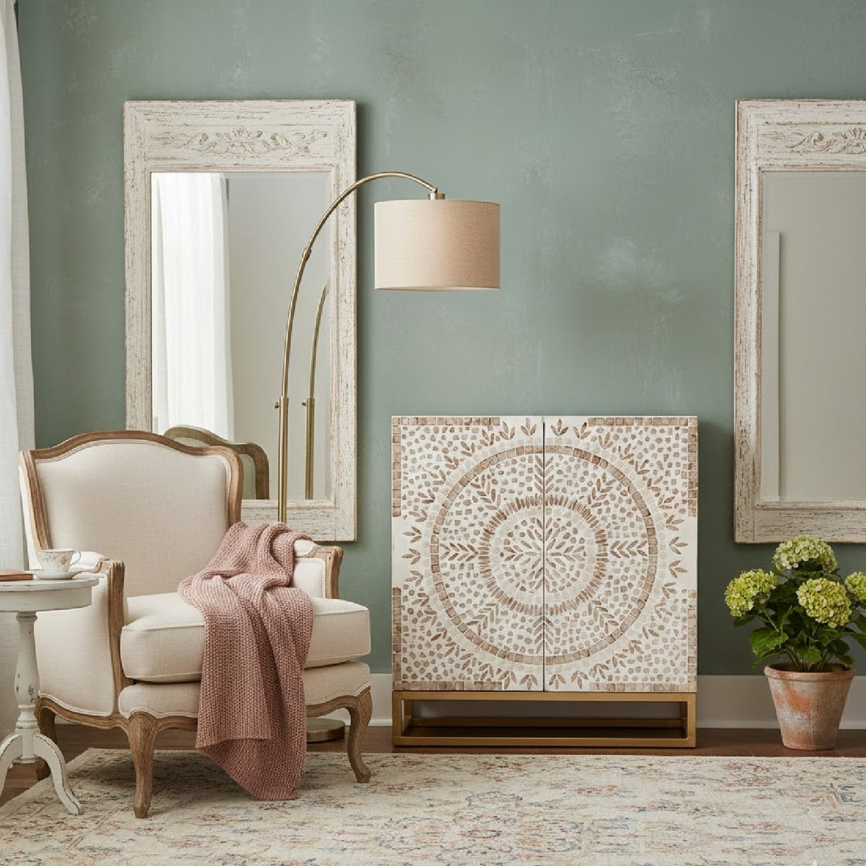 Modern European furniture - Floral Mother Of Pearl Cabinet - www.oroa.com