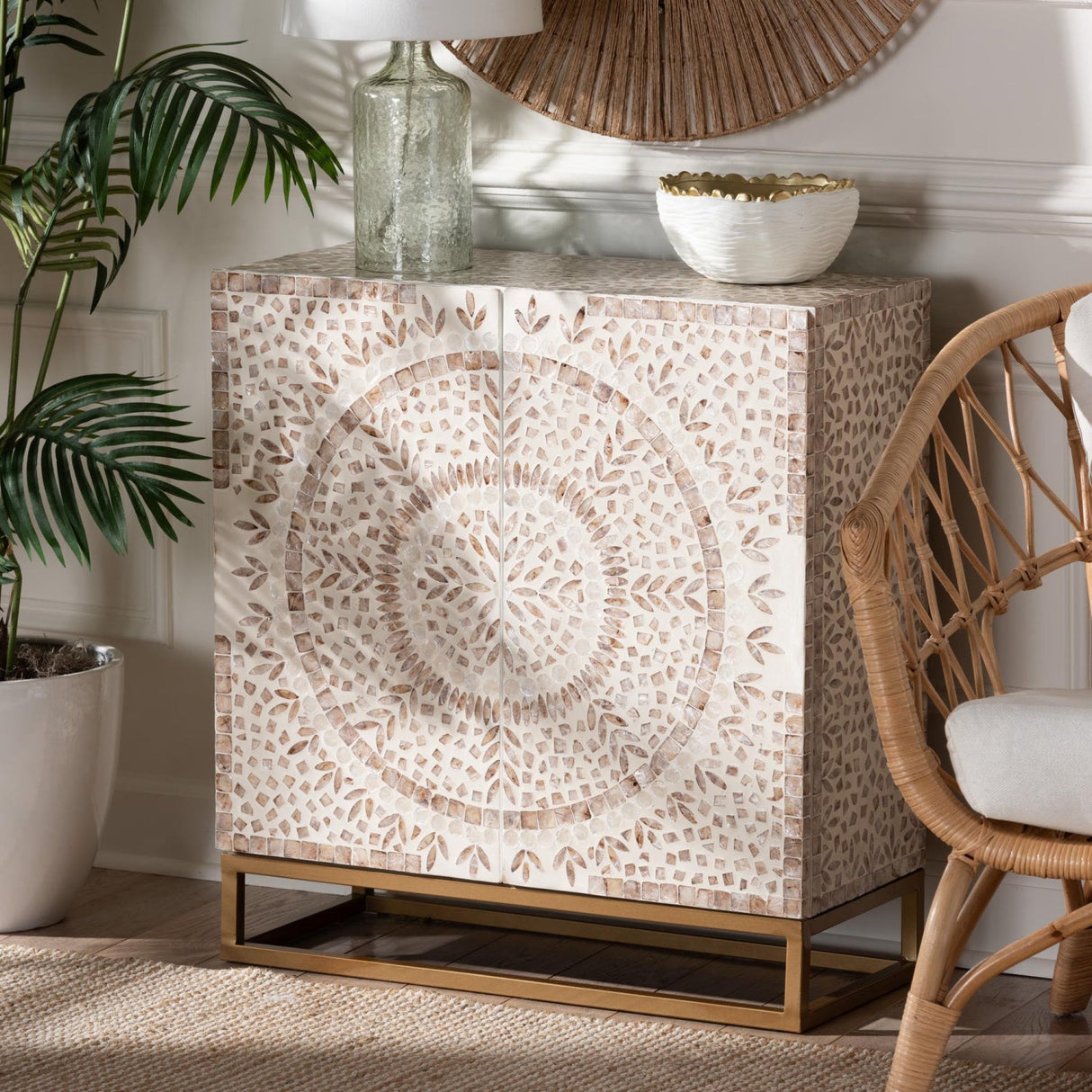 Modern European furniture - Floral Mother Of Pearl Cabinet - www.oroa.com