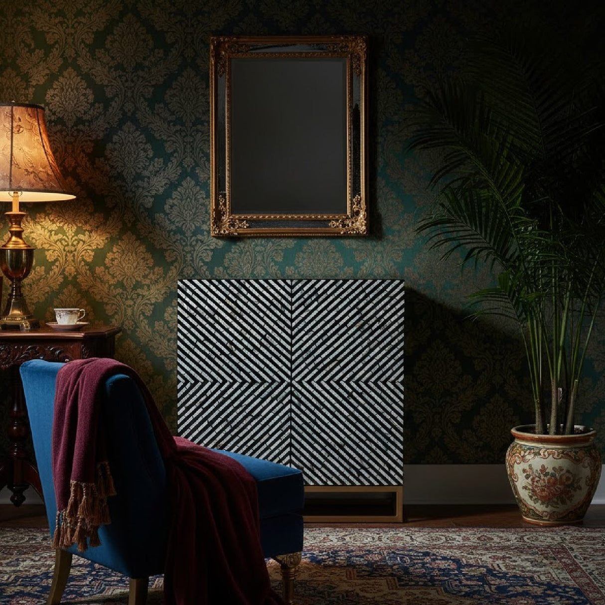 Modern European furniture - Black Gray 2 Door Cabinet - www.oroa.com