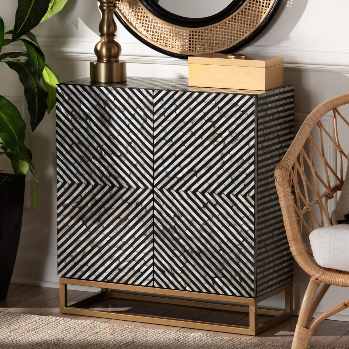 Modern European furniture - Black Gray 2 Door Cabinet - www.oroa.com