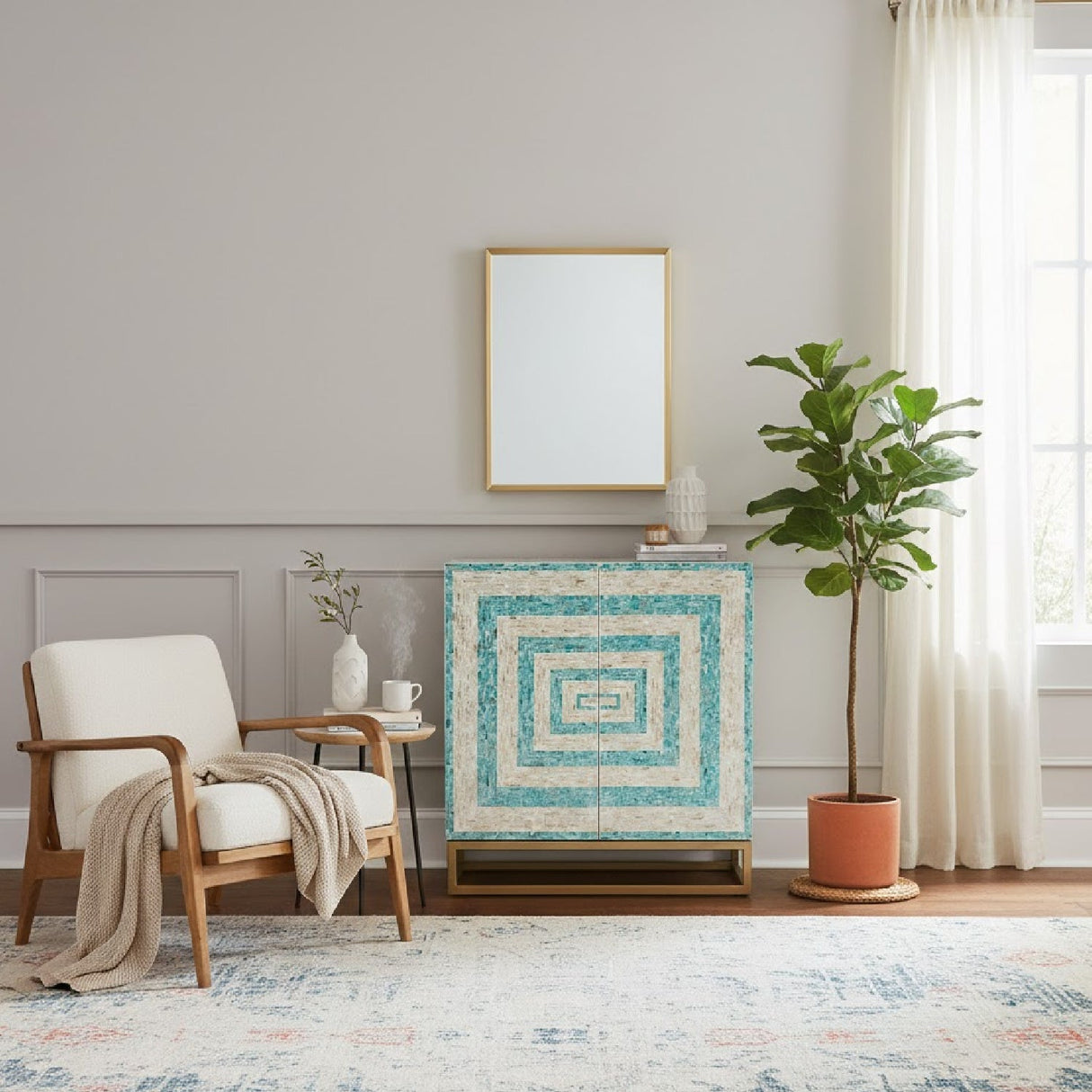 Modern European furniture - Two Toned Mother Of Pearl Cabinet - www.oroa.com